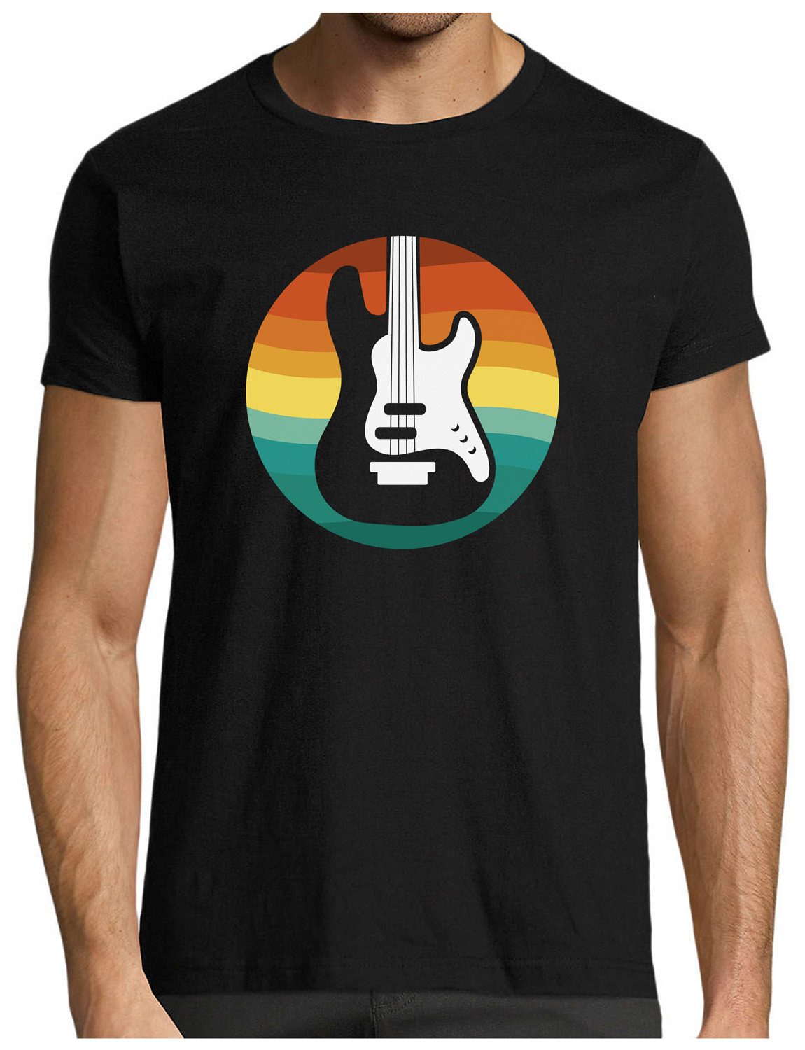 T-Shirt Herren Print Shirt - Retro Gitarren Brustprint