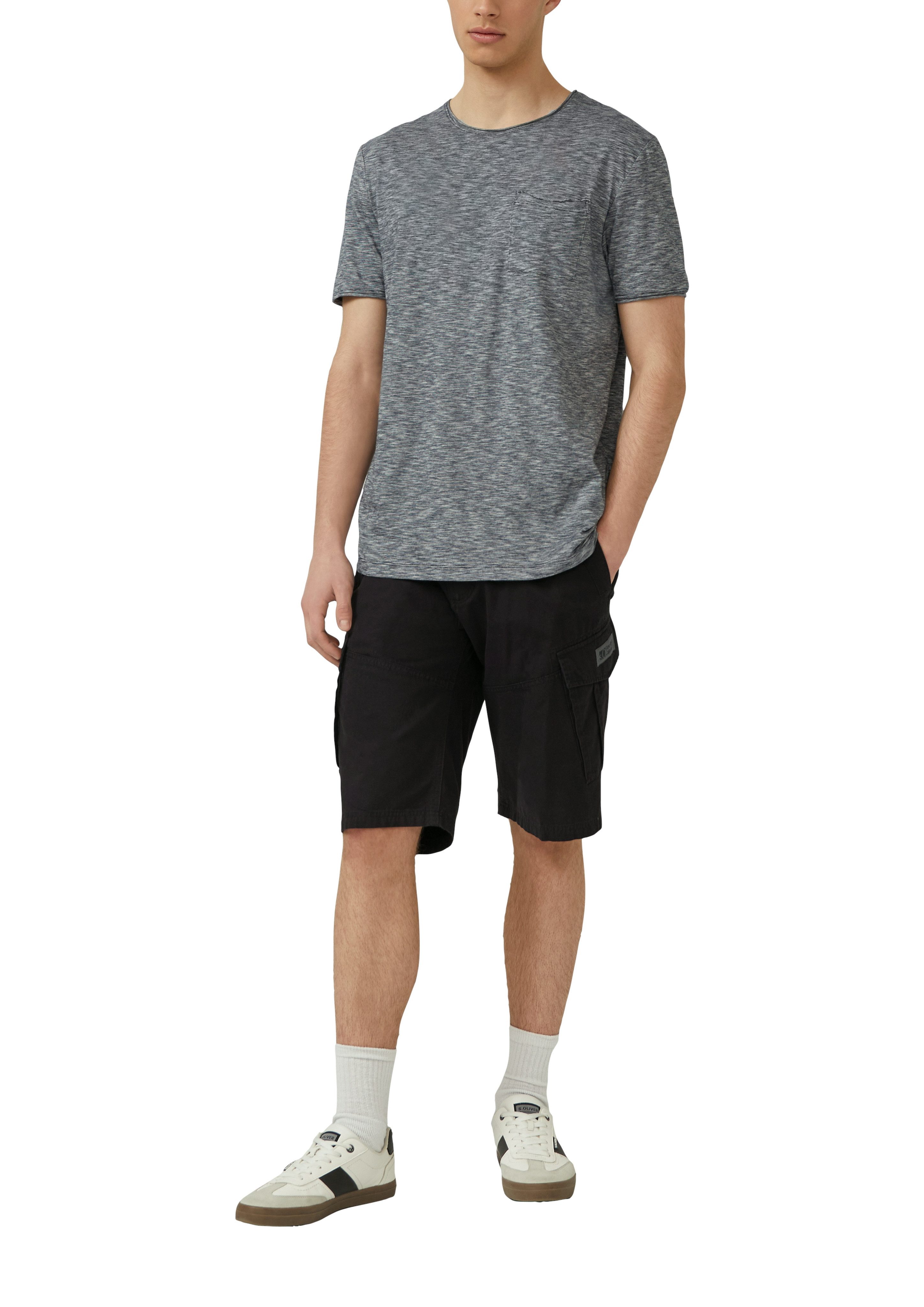 s.Oliver Kurzarmshirt Sommershirt meliert, mit Brusttasche