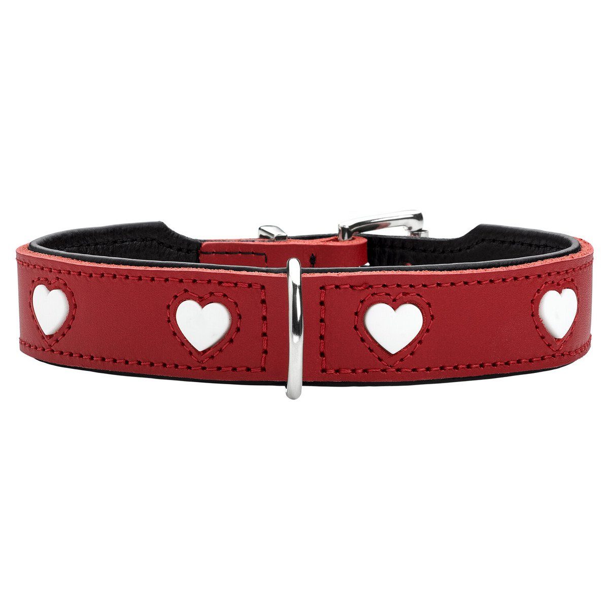 Hunter Tierbedarf Hunde-Halsband Halsband Love Mini rot/schwarz