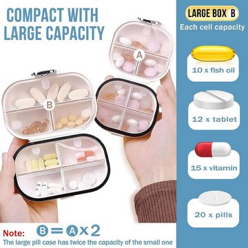 HYTIREBY Pillendose Tablettenbox 7 tage Tragbare Wasserdicht (2 St), 2 Stück Für Reise und Tägliches Gebrauch usw