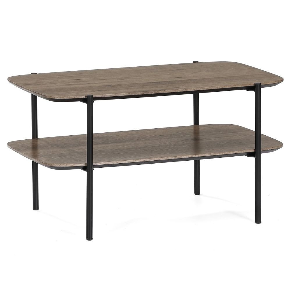 LebensWohnArt Couchtisch Moderner Couchtisch PINA 70x42cm taupe Ablage Pinien-Optik