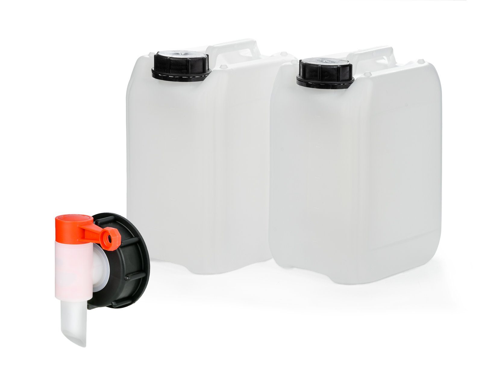 OCTOPUS Kanister 2x 5L Kanister leer mit Zapfhahn 51mm Gewinde, Wasserbehälter, HDPE, (2 St)