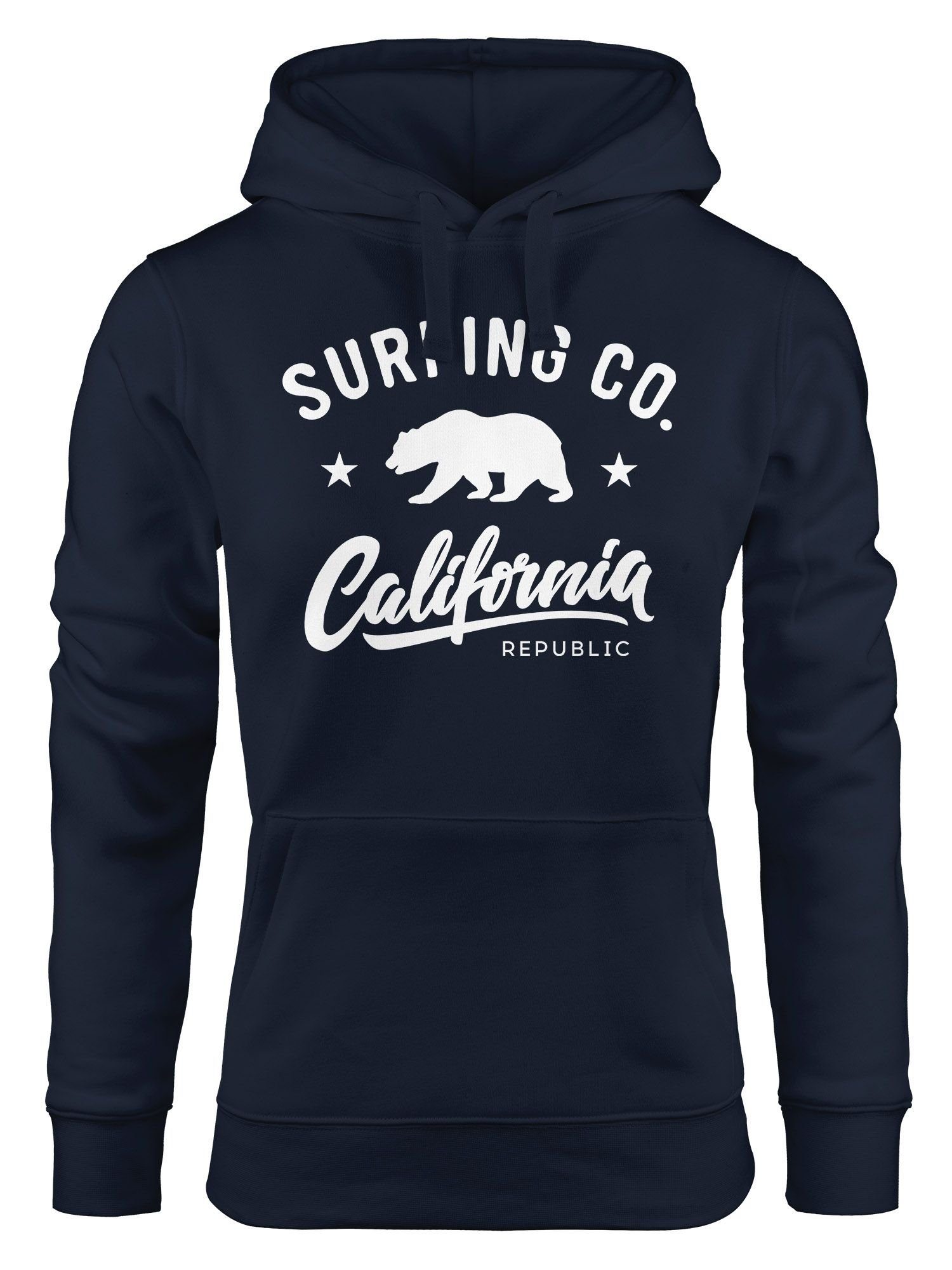 Neverless Hoodie Hoodie Damen California Republic Bear Bär Sommer Surfing Kapuzen-Pullover Neverless® navy