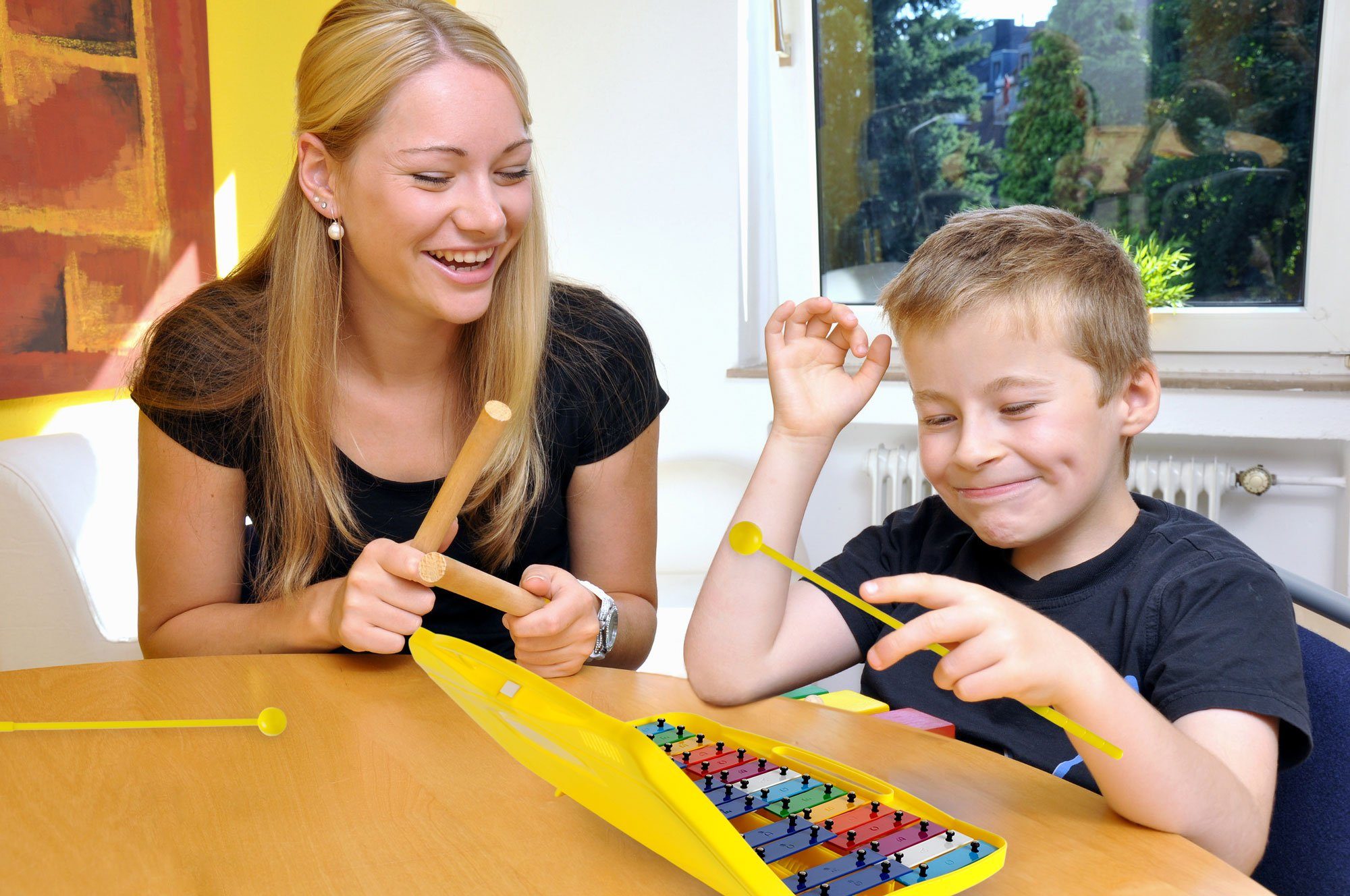 Classic Cantabile Glockenspiel für Kinder mit 25 Tönen Gelb, 1-St., Inkl. praktischem Tragekoffer und Schlägeln, Absolut stimmgenau