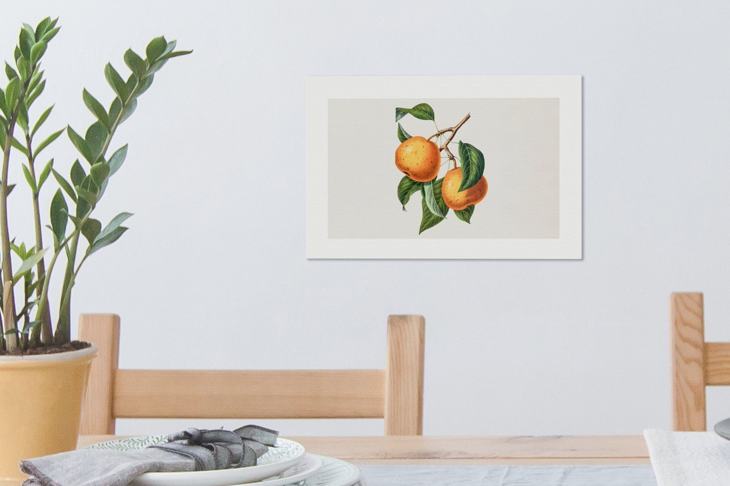 OneMillionCanvasses® Leinwandbild Orange Wanddeko, 30x20 - Wandbild cm - Leinwandbilder, Pflanze, Blatt St), Aufhängefertig, (1