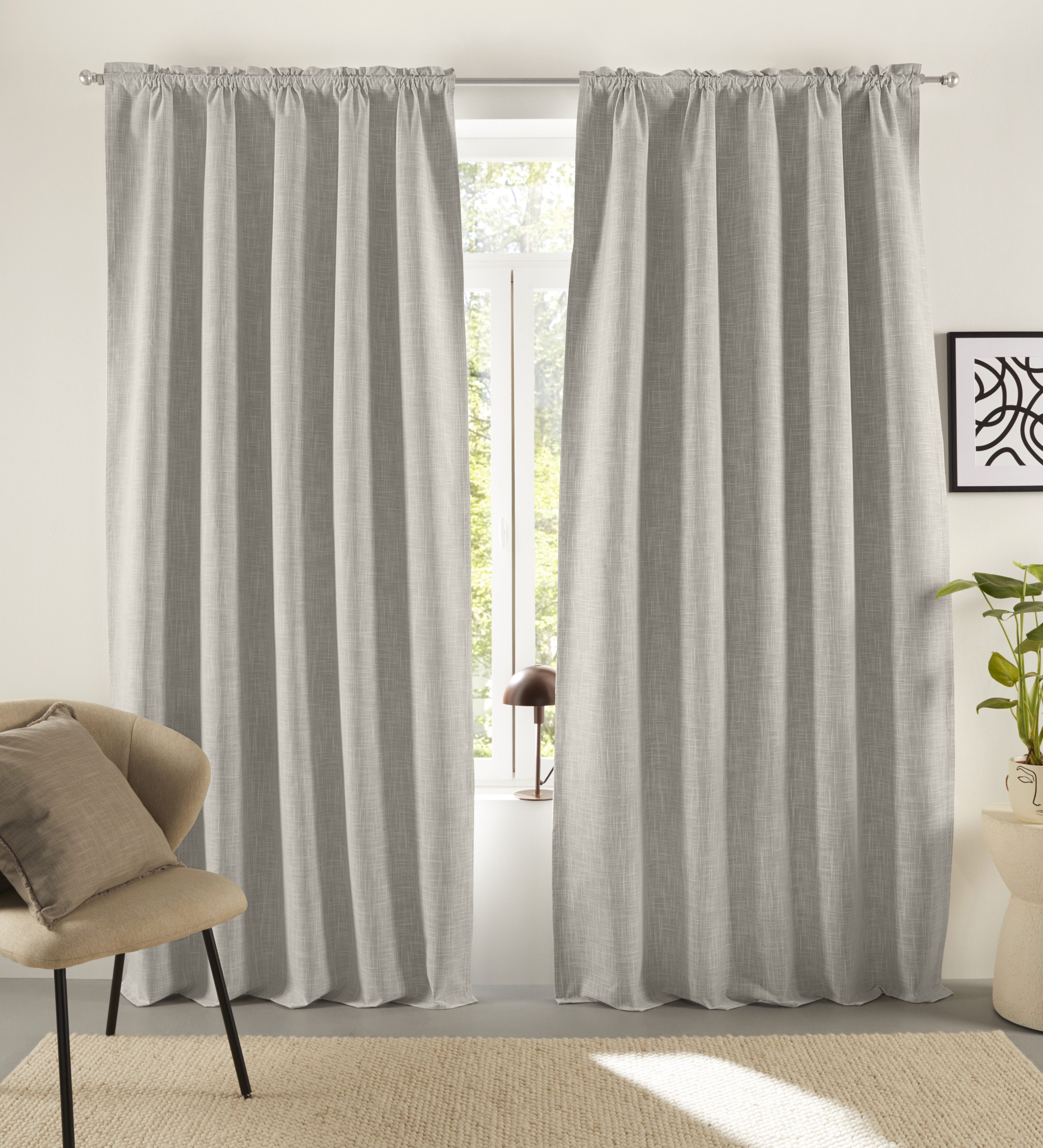 LeGer Home by Lena Gercke Verdunkelungsvorhang Marusha (1 St), Stangendurchzug, verdunkelnd, Polyester, Verdunkelnder Vorhang, blickdicht, Leinenoptik, robuste Haptik, Thermo