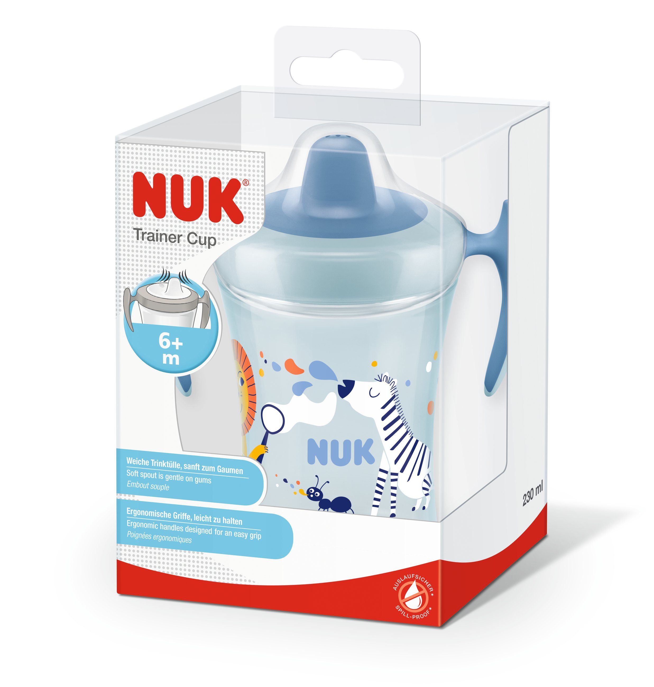 NUK Babyflasche NUK Trainer Cup ab 10255608, 230ml BPA Monaten, auslaufsicher, 6