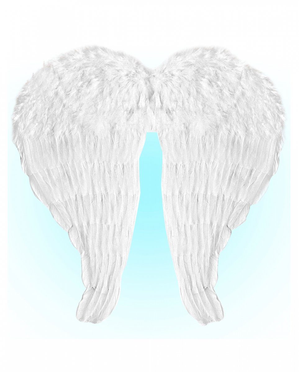 Horror-Shop Kostüm-Flügel Weiße Engelsflügel mit Federn 67x64cm