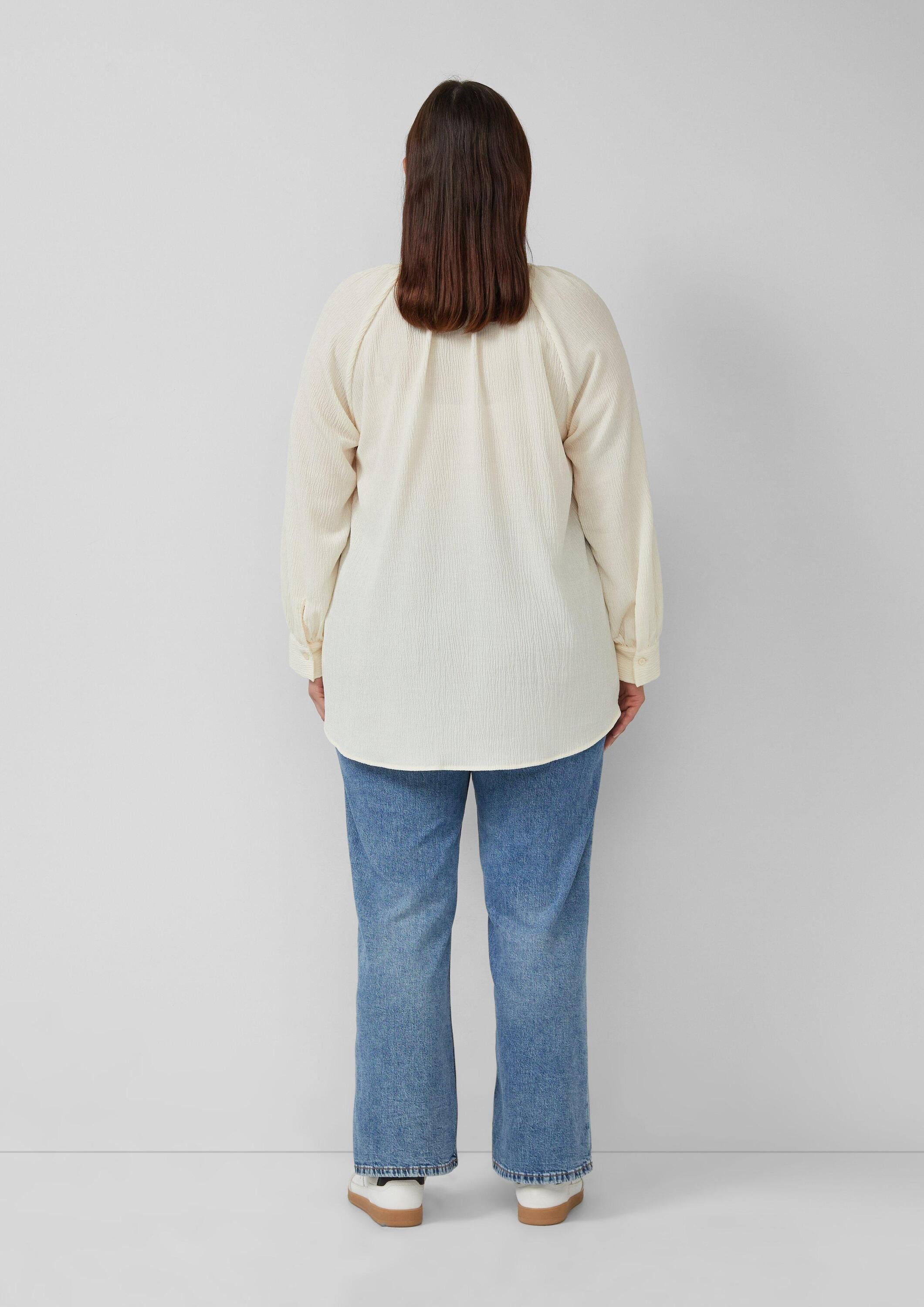 s.Oliver Langarmbluse Bluse Elastische strukturierte Bluse mit weitem Arm