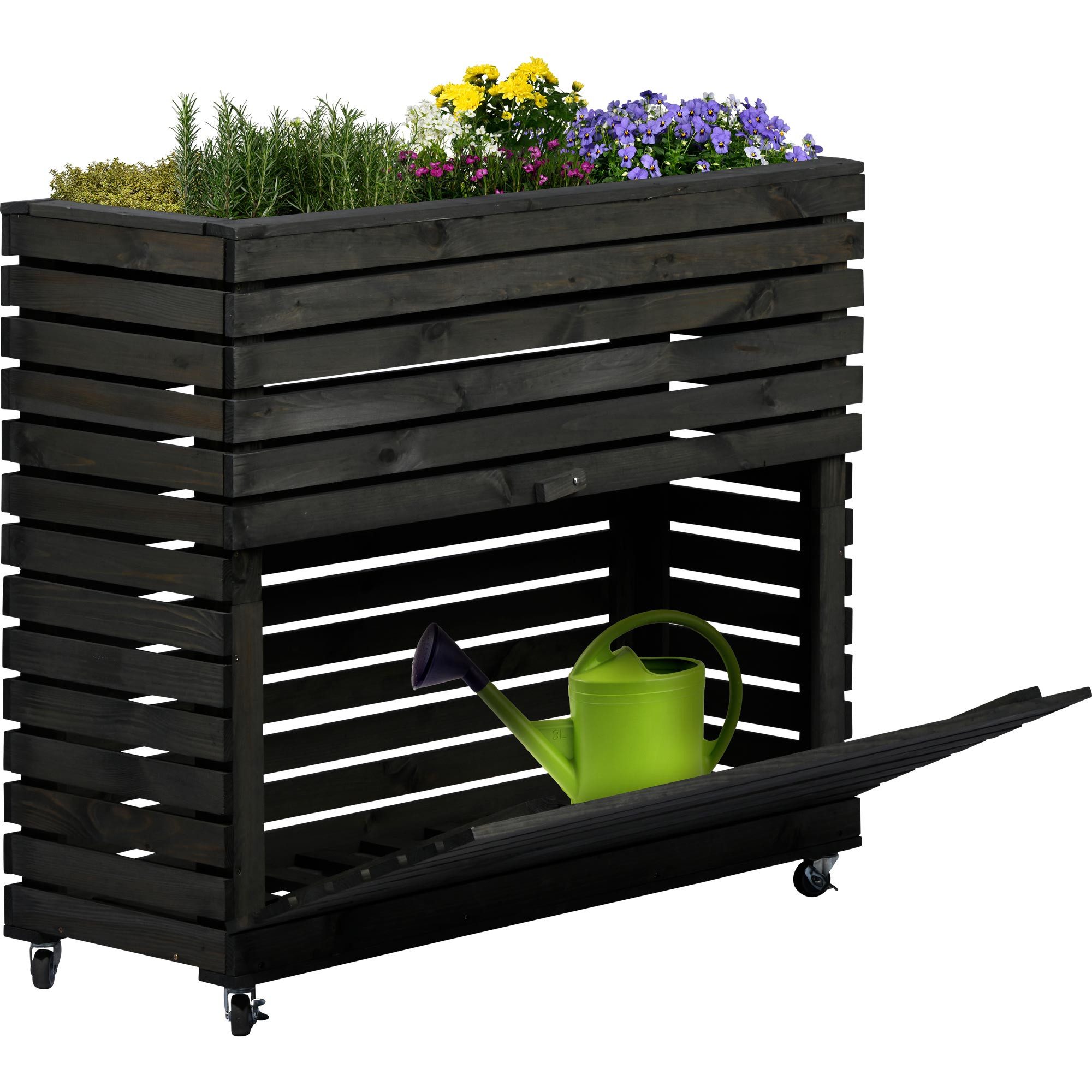 dobar Hochbeet "Rolla" Gr. XL, Anthrazit, ca. 92 x 32,5 x 78 cm (L x B x H) groß und ca. 14,6 kg