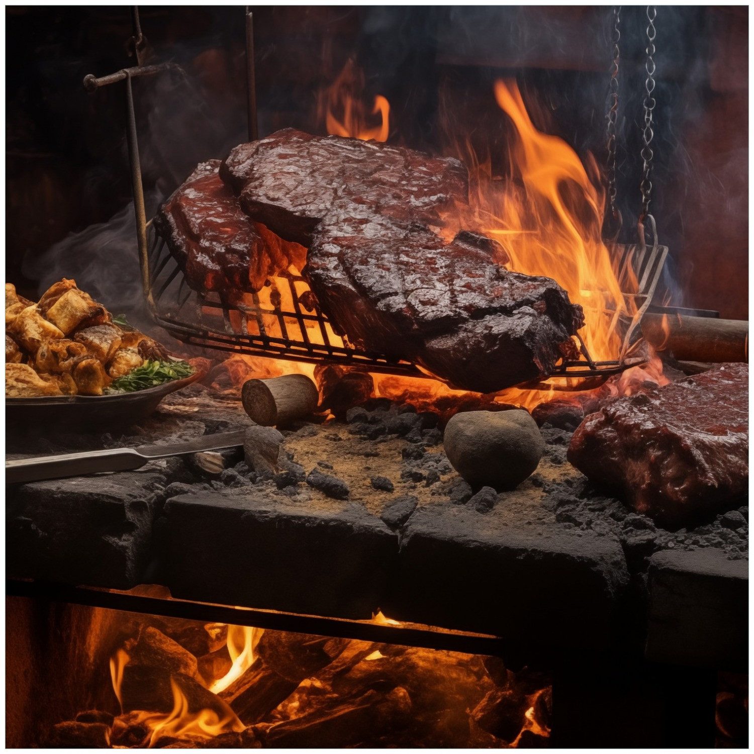 Wallario Möbelfolie Urige Grillkunst: Steakschmiede