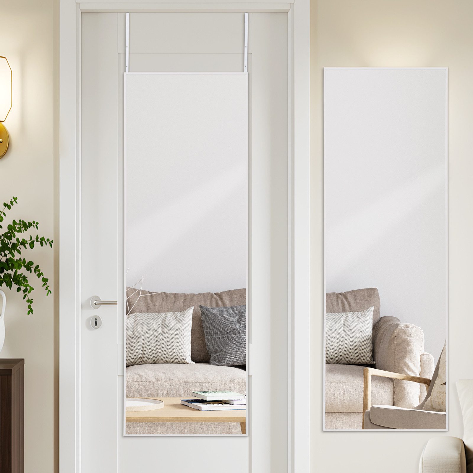 LUNAMIRROR Wandspiegel mit Aluminiumrahmen, aus HD Glas (1-St), rechteckig, bruchsicher, ohne Bohren – Bild 2 von 4