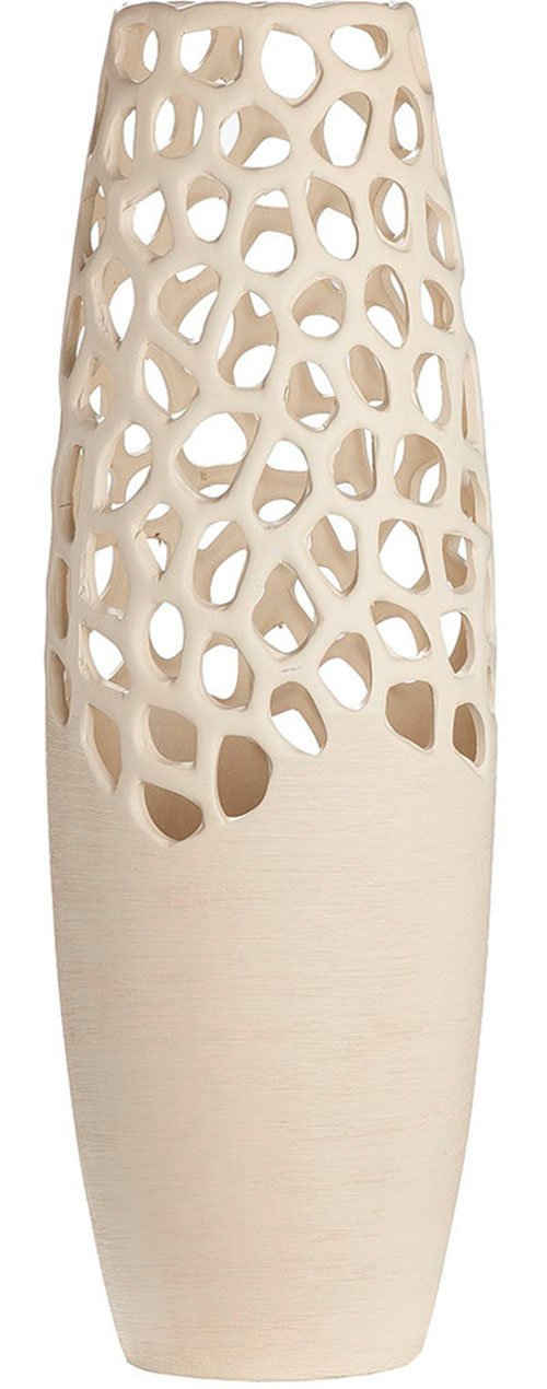 GILDE Bodenvase Bologna, Dekovase (1 St), Vase aus Keramik, mit gekratzer Oberflächenstruktur, Höhe ca. 60,5 cm