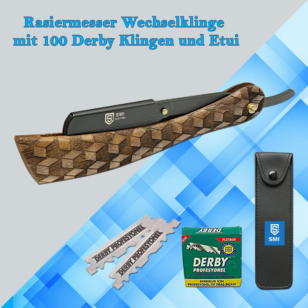 Holzgriff Wechselklinge Rasiermesser Klingen SMI Bartrasierer 100 Rasiermesser mit