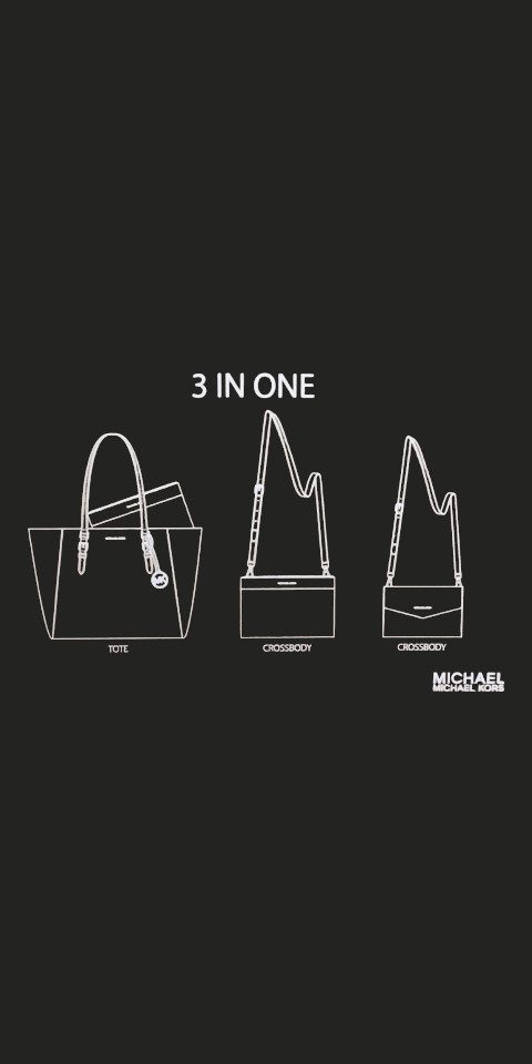MICHAEL KORS Handtasche Michael Kors Charlotte Large Tote 3in1 Leder Vanilla Schultertasche – Bild 4 von 5