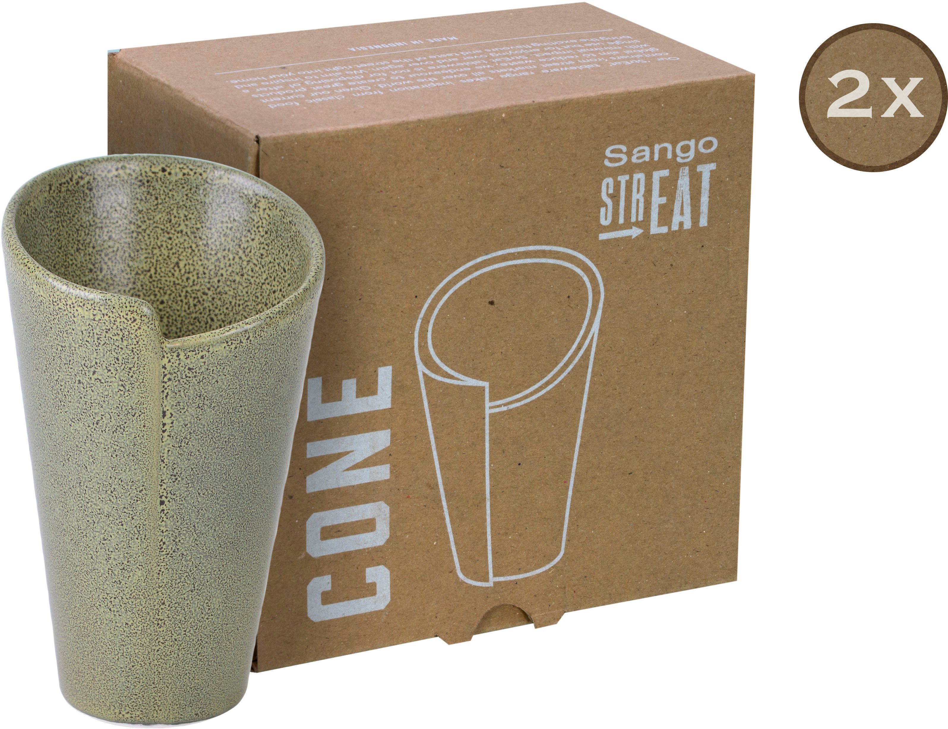CreaTable Snackschale Cone, Steinzeug, (Set, 2-tlg), Servierschale, Dipschale, Topaktueller „Street Food“ Trend
