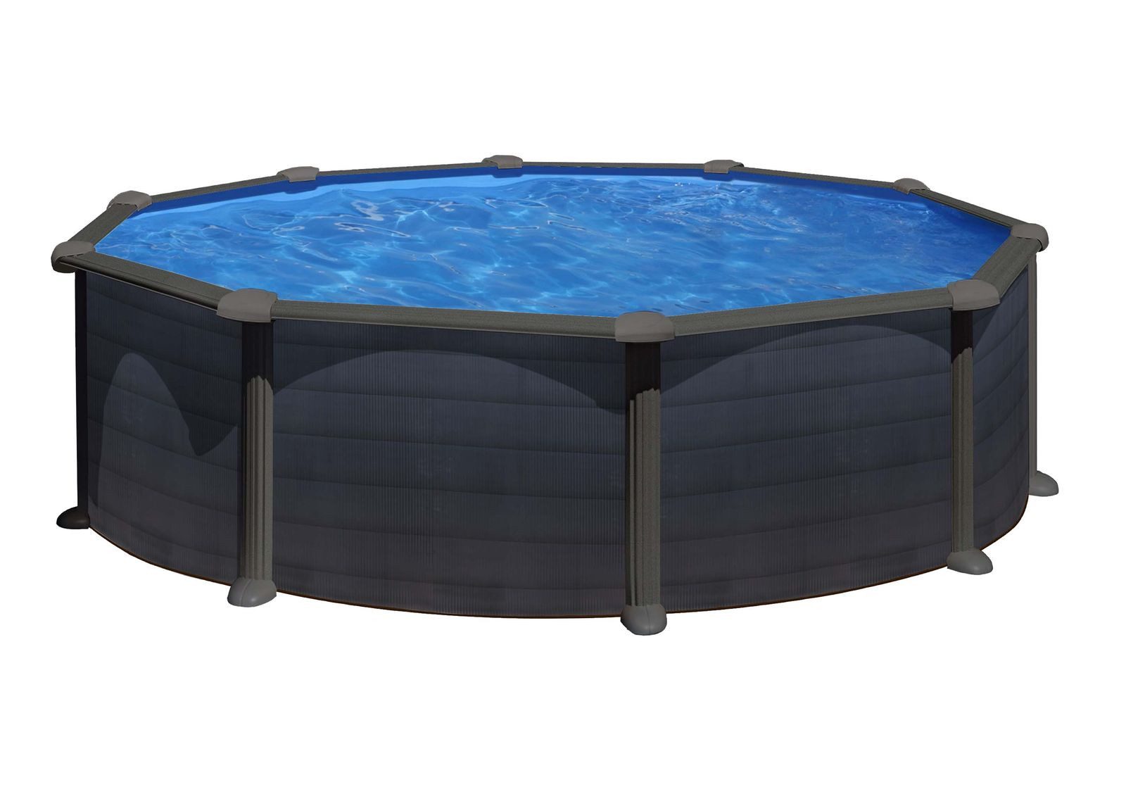 swim & fun Pool Runder Stahlpool Ø460 × H120 cm – Komplett-Set Familie