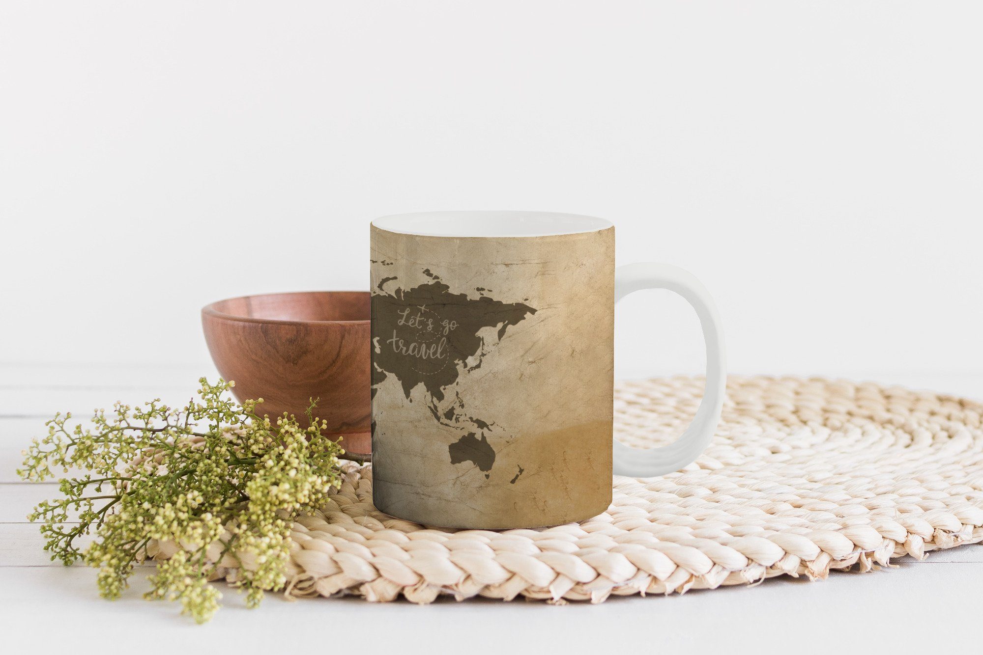 Tasse - Sprichwörter - Schwarz, Keramik, MuchoWow Geschenk Weltkarte Teetasse, Kaffeetassen, Teetasse, Becher,