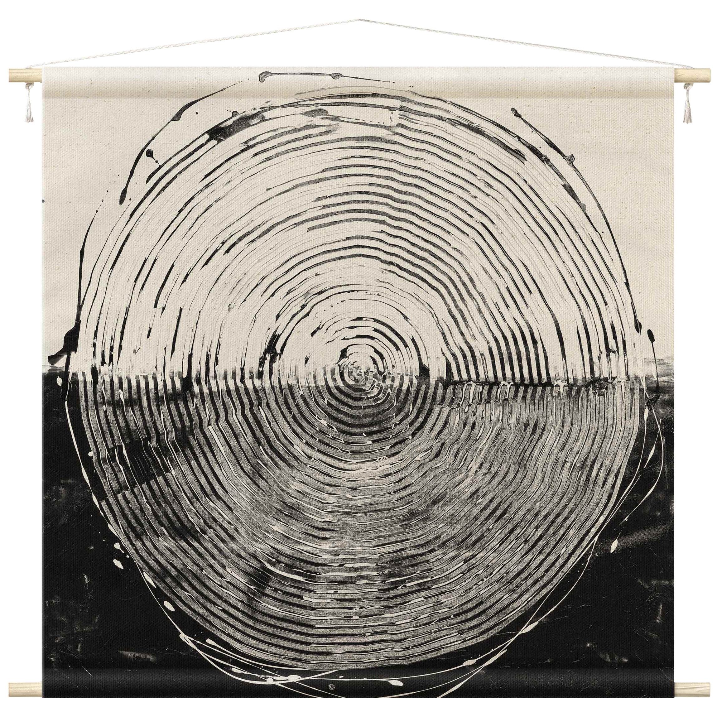 Bilderdepot24 Wandteppich modern Abstrakt Verschmelzung Schwarz Weiß schwarz-weiß, quadratisch, Höhe: 2.6 mm, großes Wandbild aus Natur-Baumwolle Wandbehang Stoffbild Tuch Wollseil