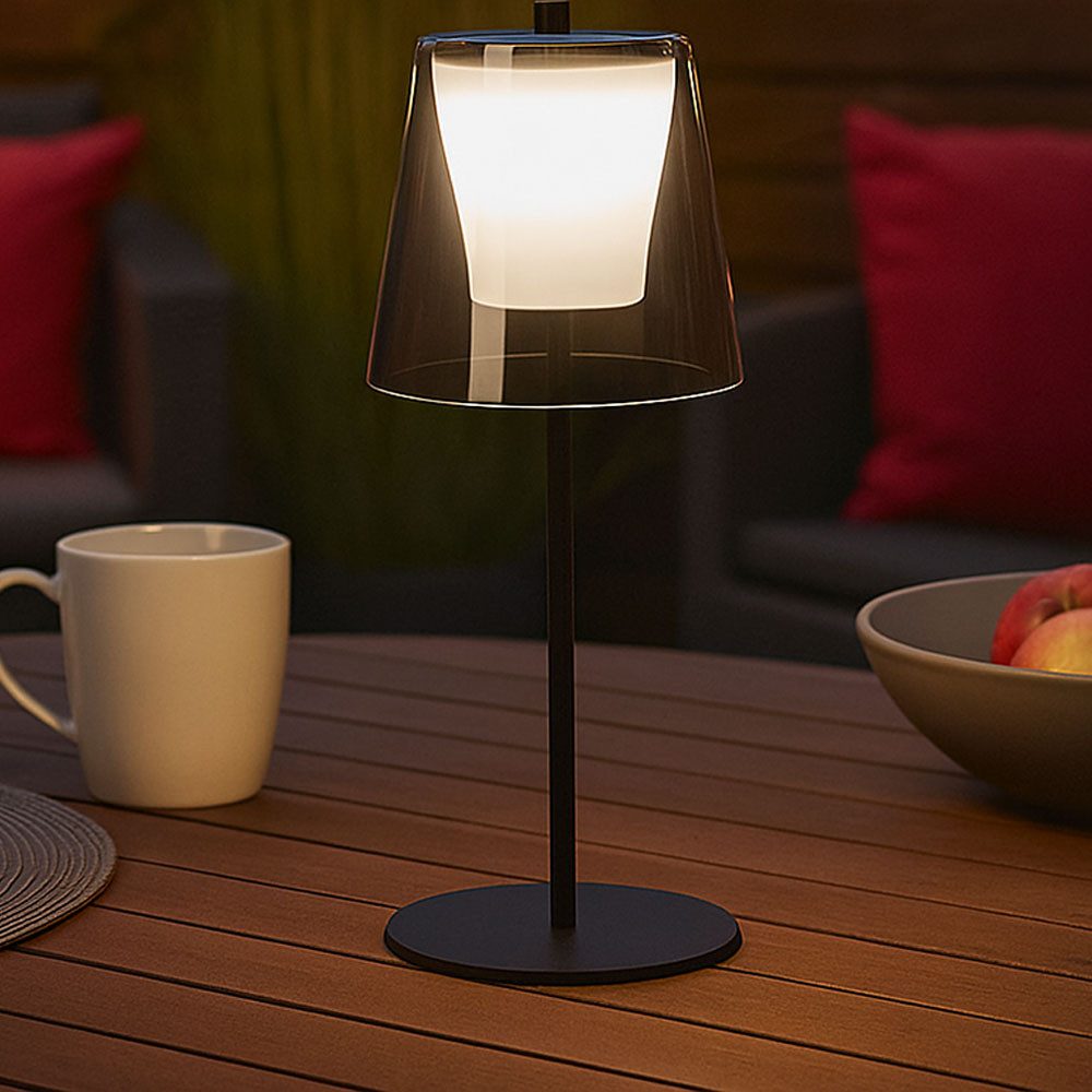 FISCHER & HONSEL Außen-Tischleuchte, LED-Leuchtmittel fest verbaut, Warmweiß, Tischleuchte Außenleuchte Dimmbar LED Gartenlampe Balkonleuchte IP44-