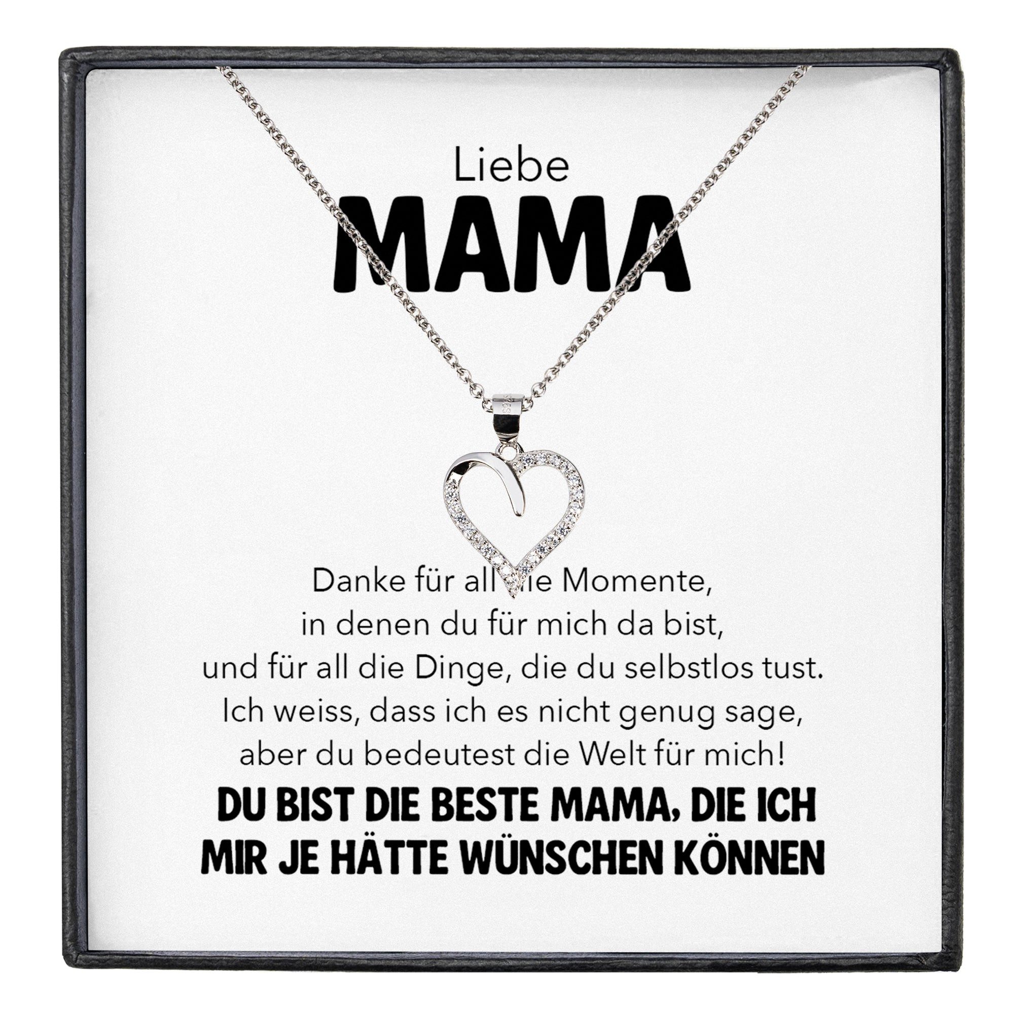 22Feels Schmuckset Liebe Mama Geschenk Frauen Herz Halskette Muttertag Damen Schmuck (inkl. Geschenktasche, Karte, Poliertuch, Beutel), Silber 925/000, Karte Made In Germany