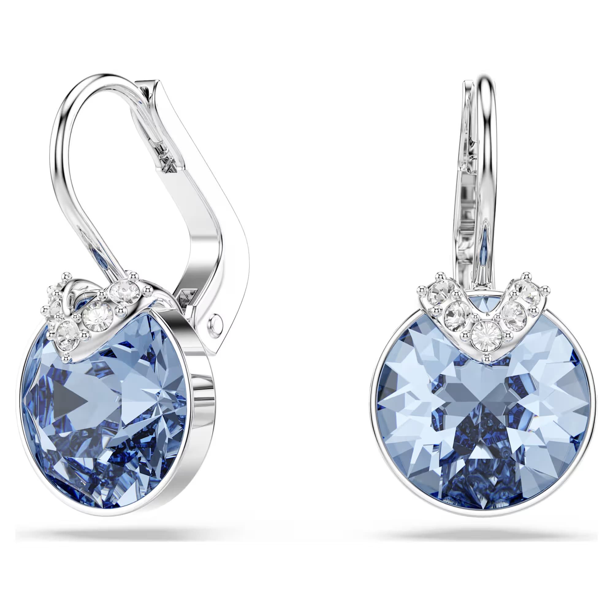 Swarovski Paar Ohrhänger Swarovski Ohrhänger V Drop 5734234 Rundschliff, Blau (kein Set, 2-tlg., inkl. edelm Schmucketui)