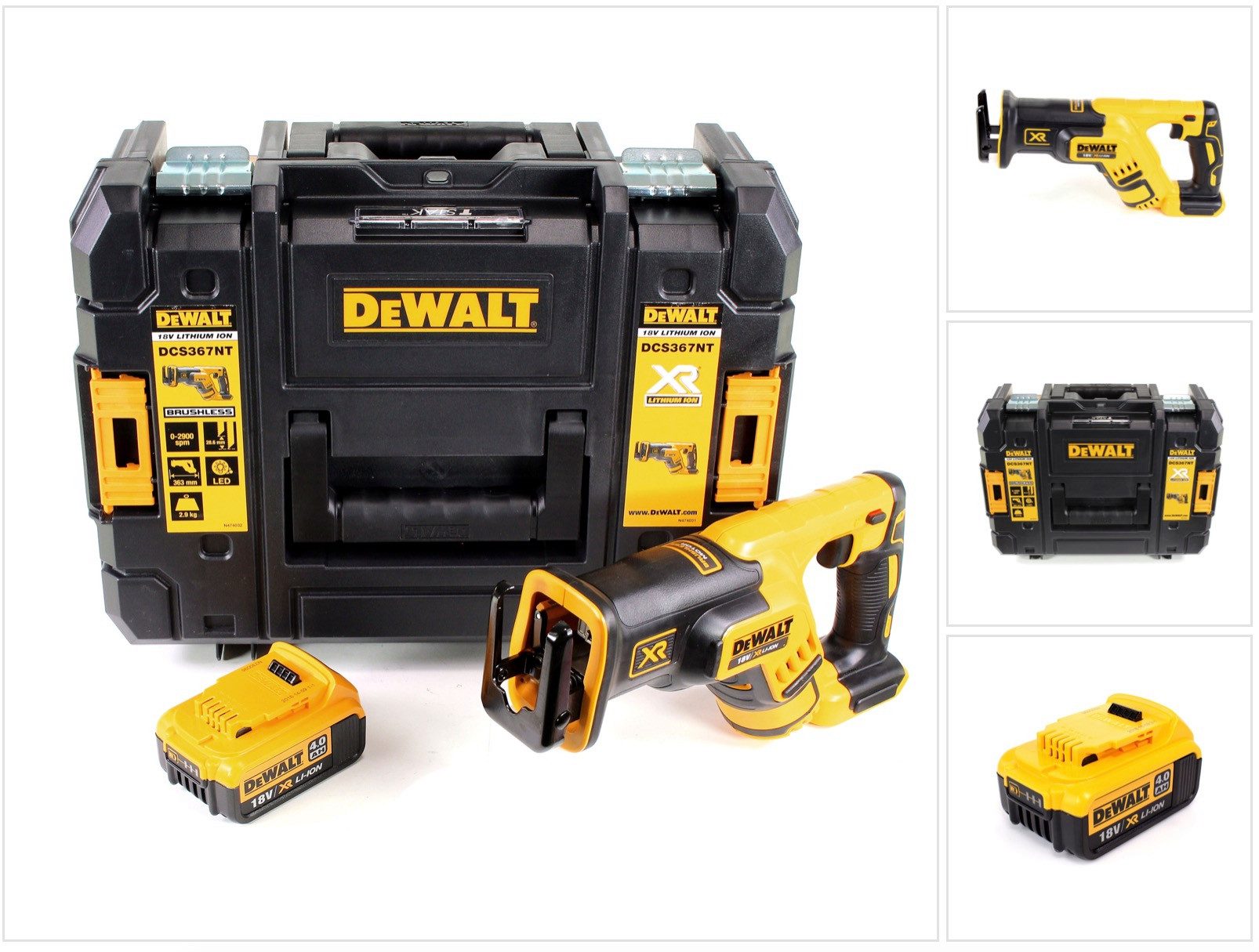 DeWalt Akku-Reciprosäge DCS 367 NT Akku Reciprosäge Säbelsäge 18V Brushless + 1x Akku 4,0Ah