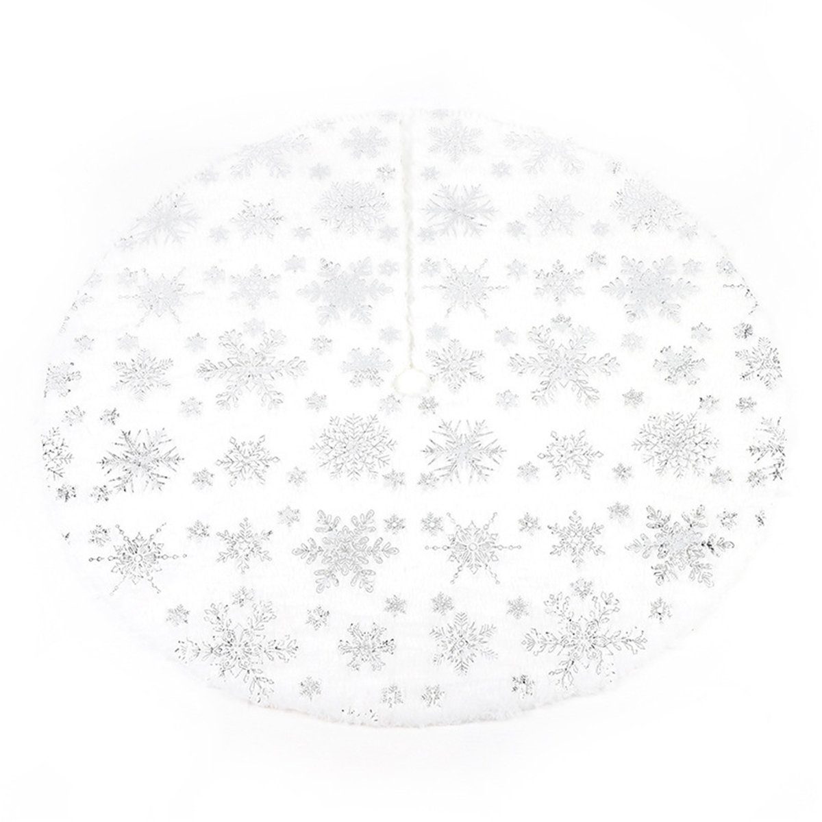Weißer Schneeflockendruck silbernem Plüsch-Weihnachtsbaumrock Weihnachtsbaumdecke mit TUABUR