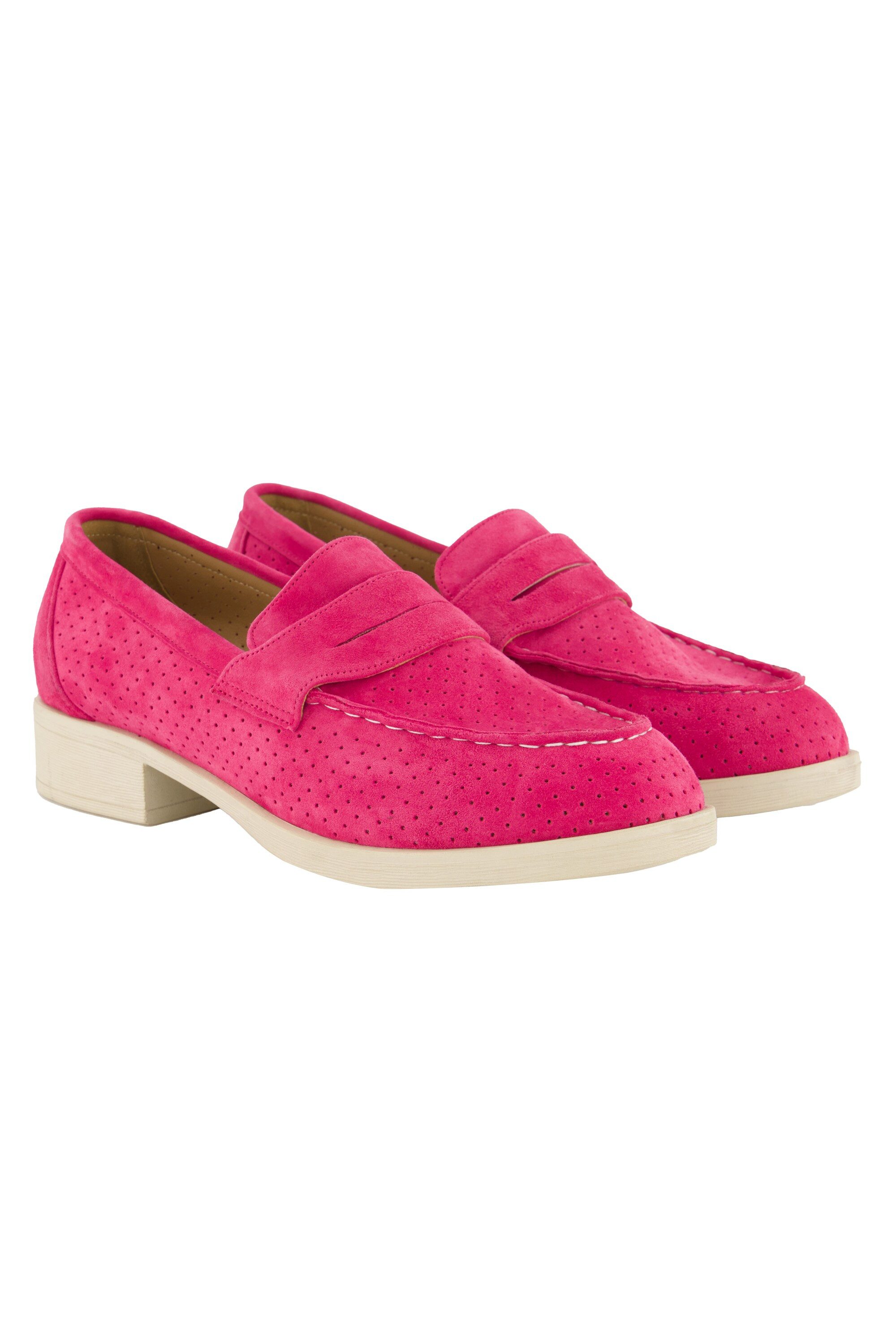 Ulla Popken Leder-Loafer Veloursleder Textilfutter Blockabsatz günstig online kaufen