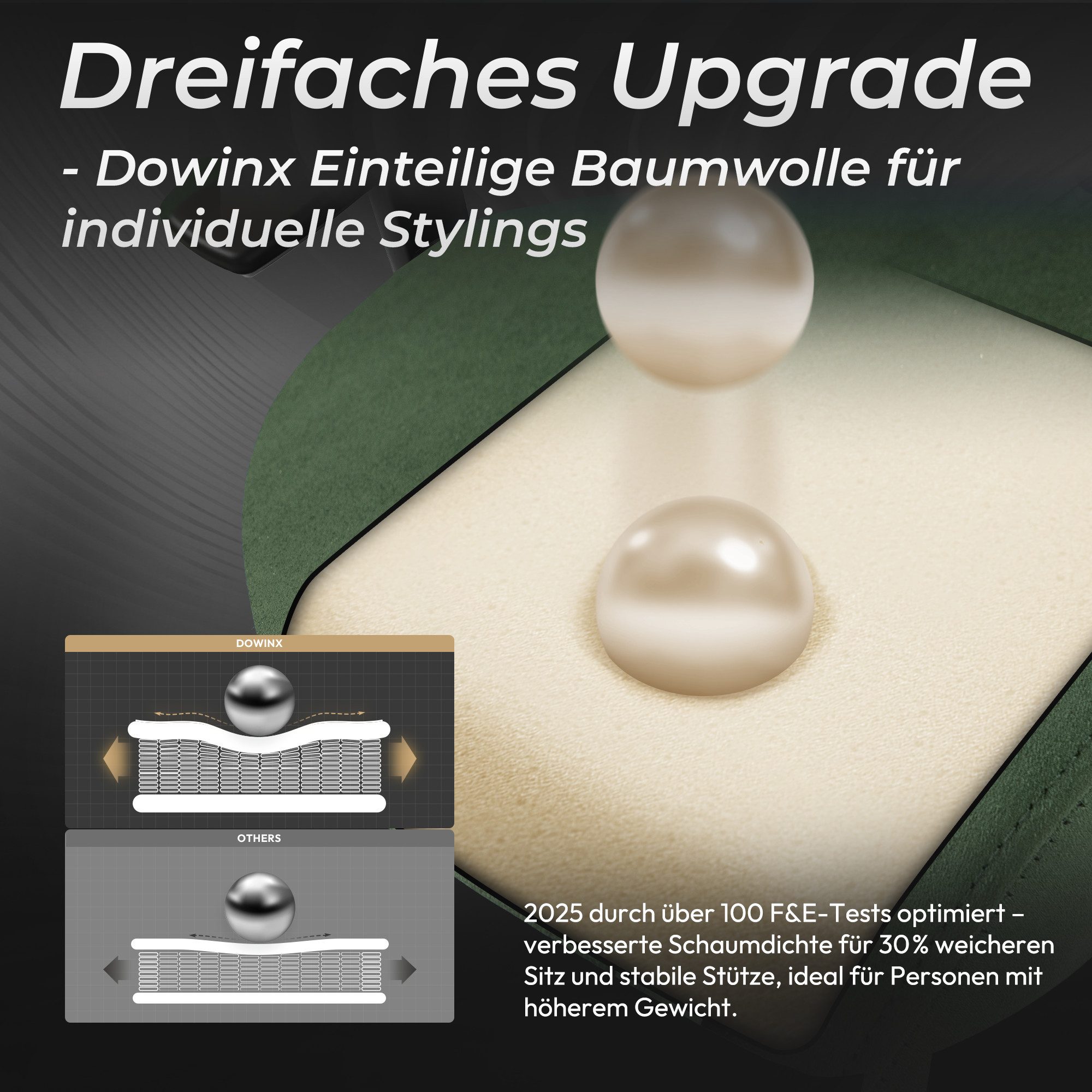Dowinx Gaming-Stuhl Atmungsaktiver und Ergonomischer Bürostuhl aus Mikrofaser-Velours (Packung), Mikrofaser-Velours, Ausziehbarer Fußstütze, Armlehnen Verstellb – Bild 4 von 5