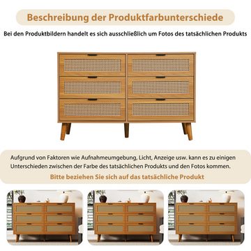 BlingBin Kommode Schubladenschrank (Maße: B120/H76.5/T40 cm), 6 Schubladen, viel Stauraum, Retro-Design