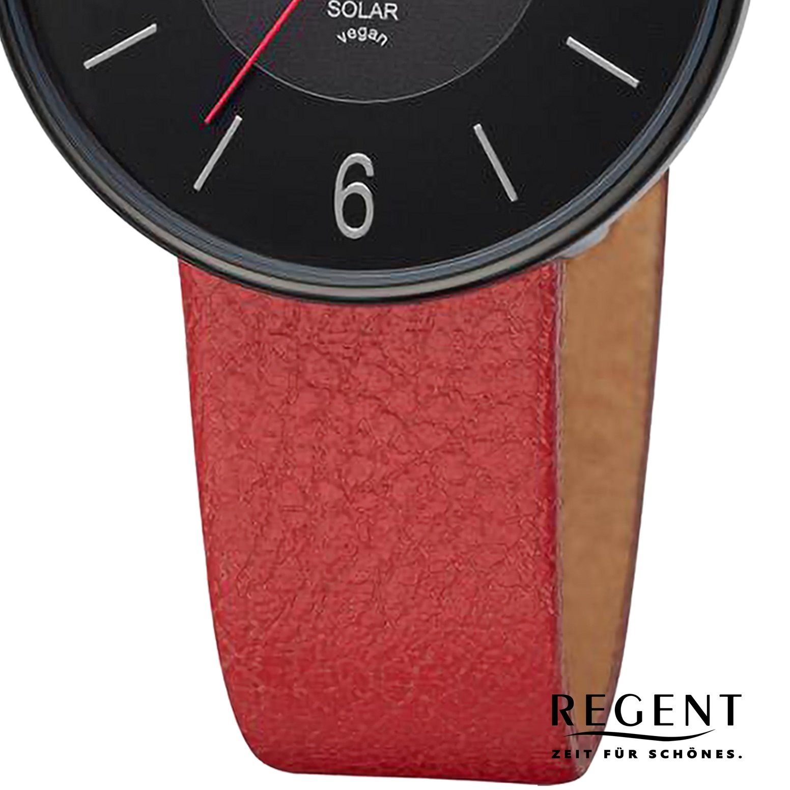 Regent Solaruhr Regent Damen Solaruhr Analog, (Solaruhr), Damen Solaruhr rund, extra groß (ca. 33mm), Lederarmband