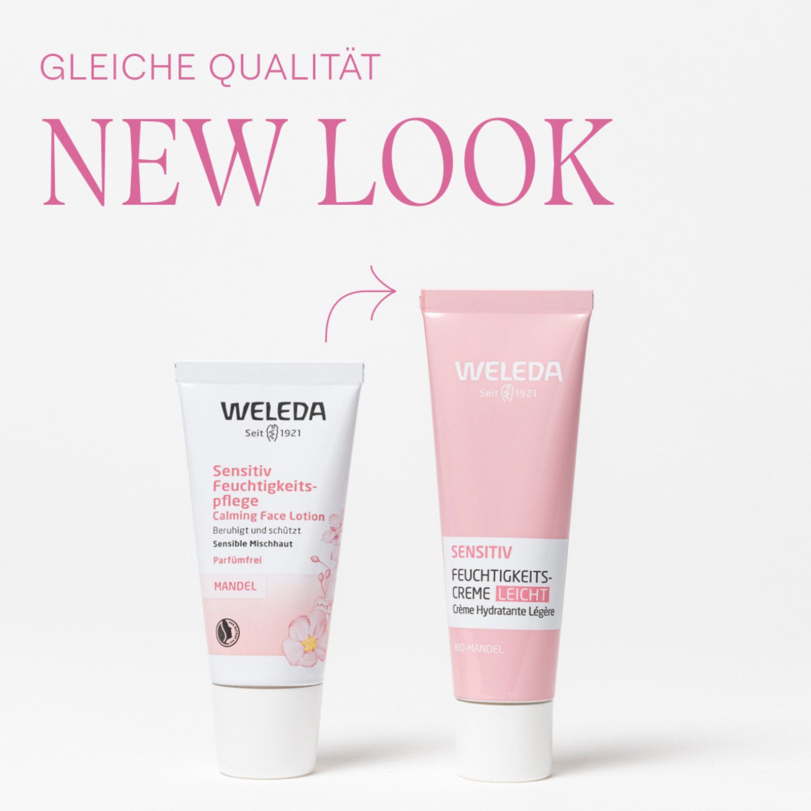 WELEDA Gesichtspflege SENSITIV FEUCHTIGKEITSCREME LEICHT MANDEL, für alle Hauttypen, parfümfrei, spendet intensive Feuchtigkeit