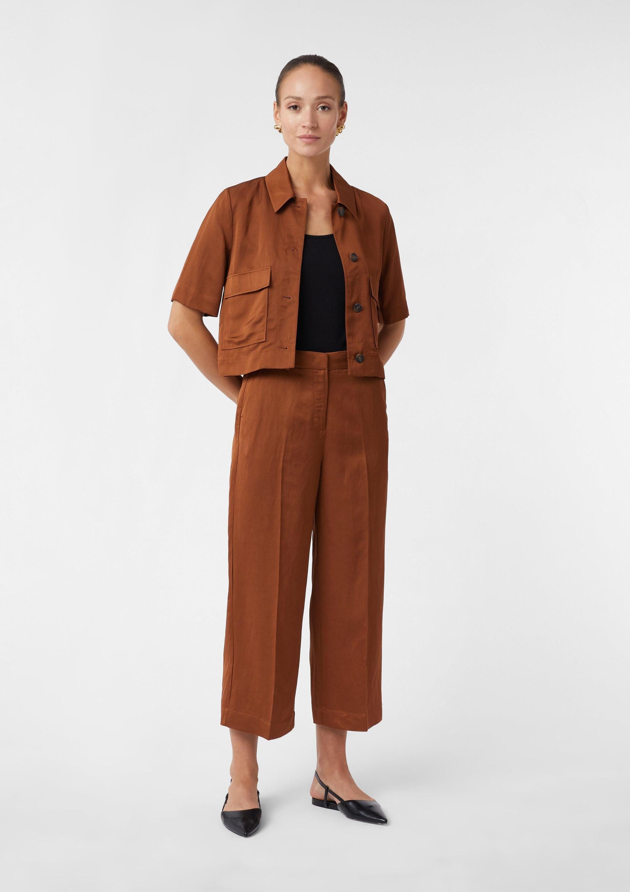 comma 7/8-Hose Hose Culotte aus schimmerndem Leinen-Viskose-Mix