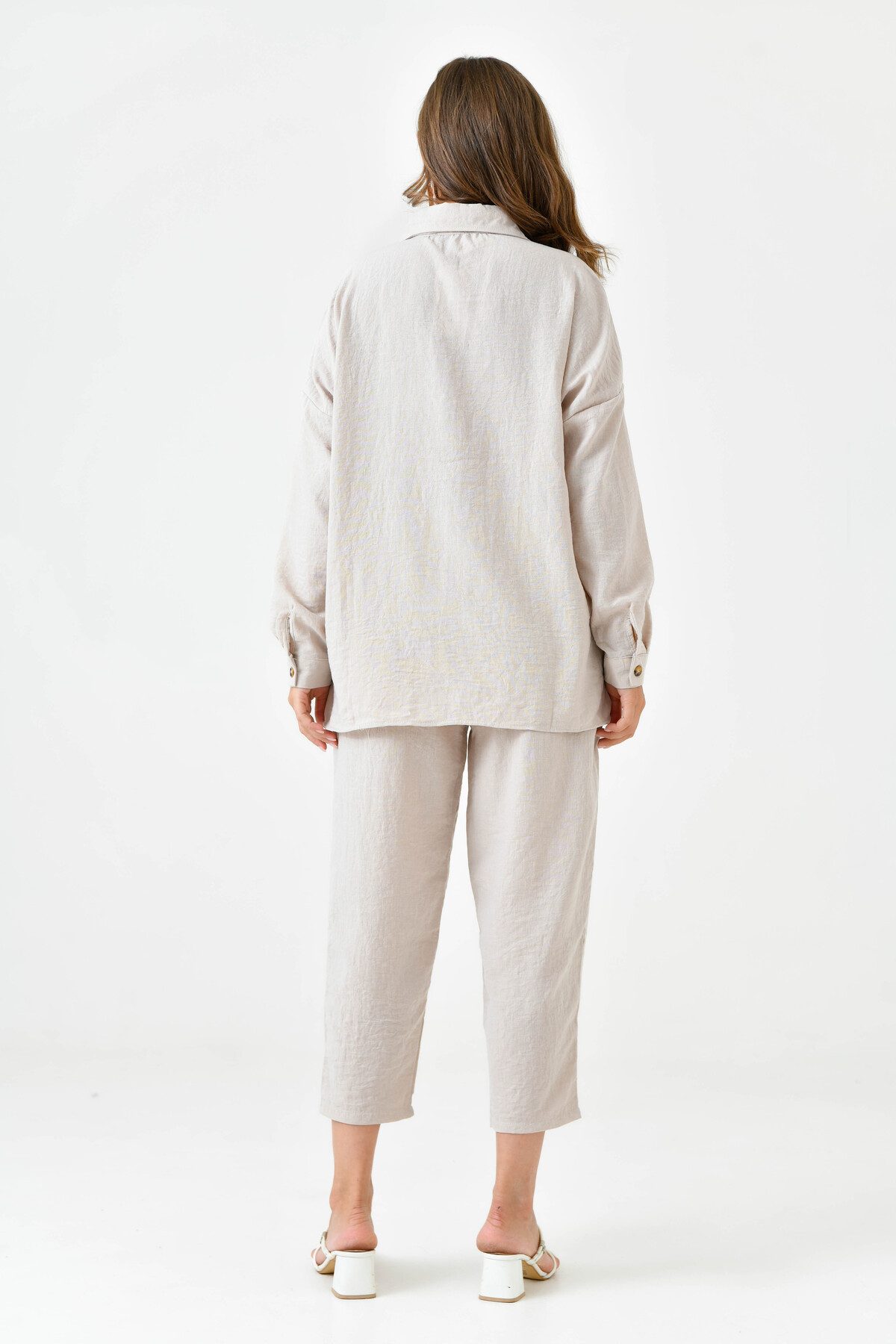WOMAN VISION Blusentop Zweiteiliges Oversize-Set aus Hemd und Hose mit einer Tasche
