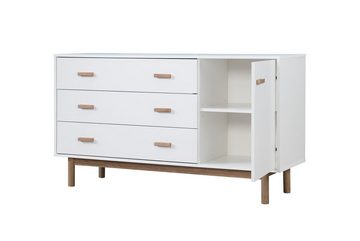 loft24 Sideboard Mason, Schrank mit 3 Schubladen+1 Tür, weiß, Scandi Design, Breite 144 cm