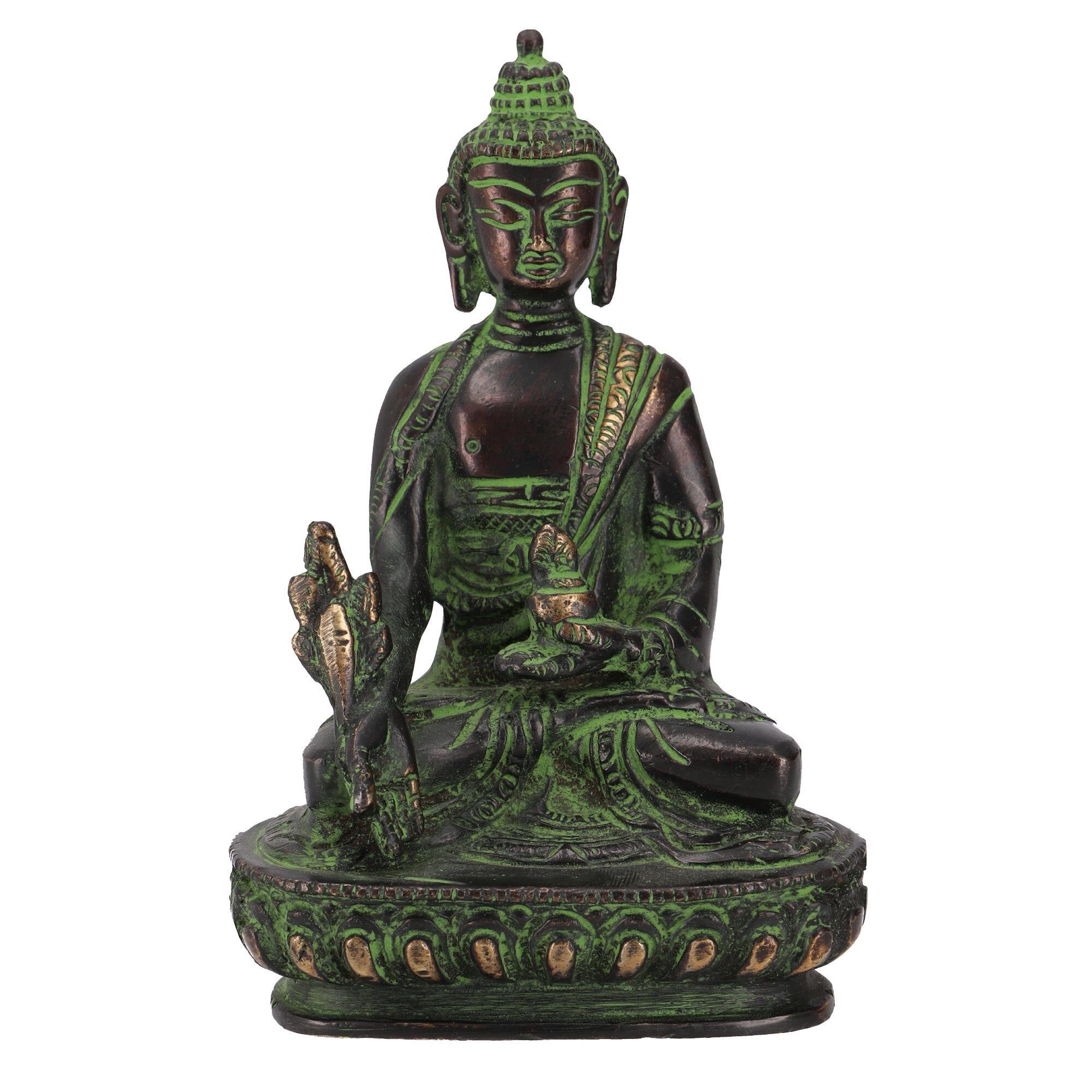 Guru-Shop Buddhafigur Buddha Statue aus Messing Medizin Buddha 14 cm..