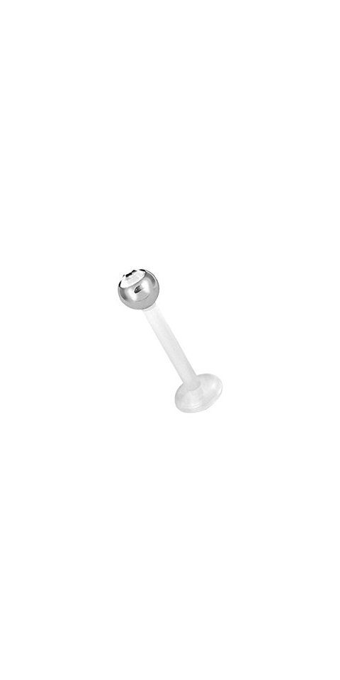 Karisma Nasenpiercing Bioplast Labret Transparent 2,5mm Edelstahl Kugel, mit Kristall Elements Weiss Lippe Tragus 1,2m