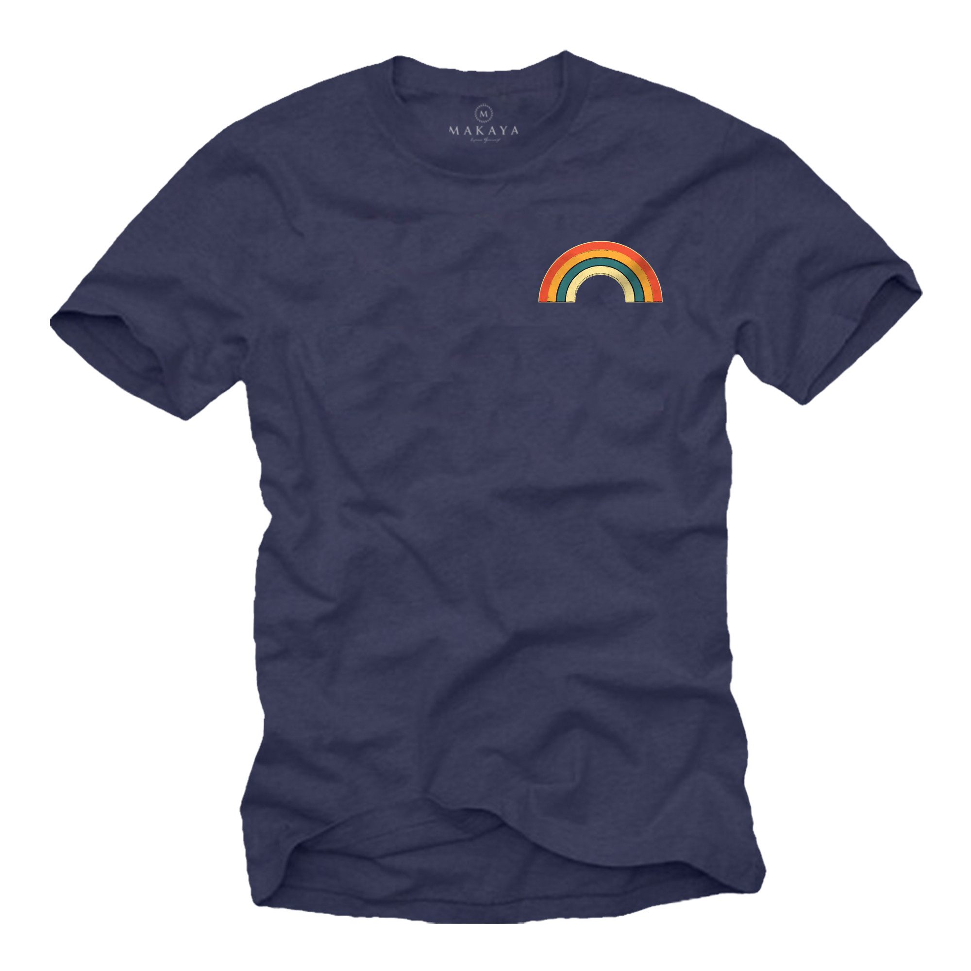 T-Shirt mit Regenbogen Streifen Vintage Regenbogenfarben Herren