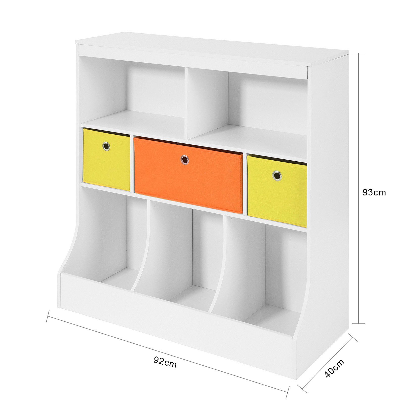SoBuy Bücherregal KMB26/KMB27, Kinderregal mit 5 Ablagefächern und 3 Stoffboxen Spielzeugregal
