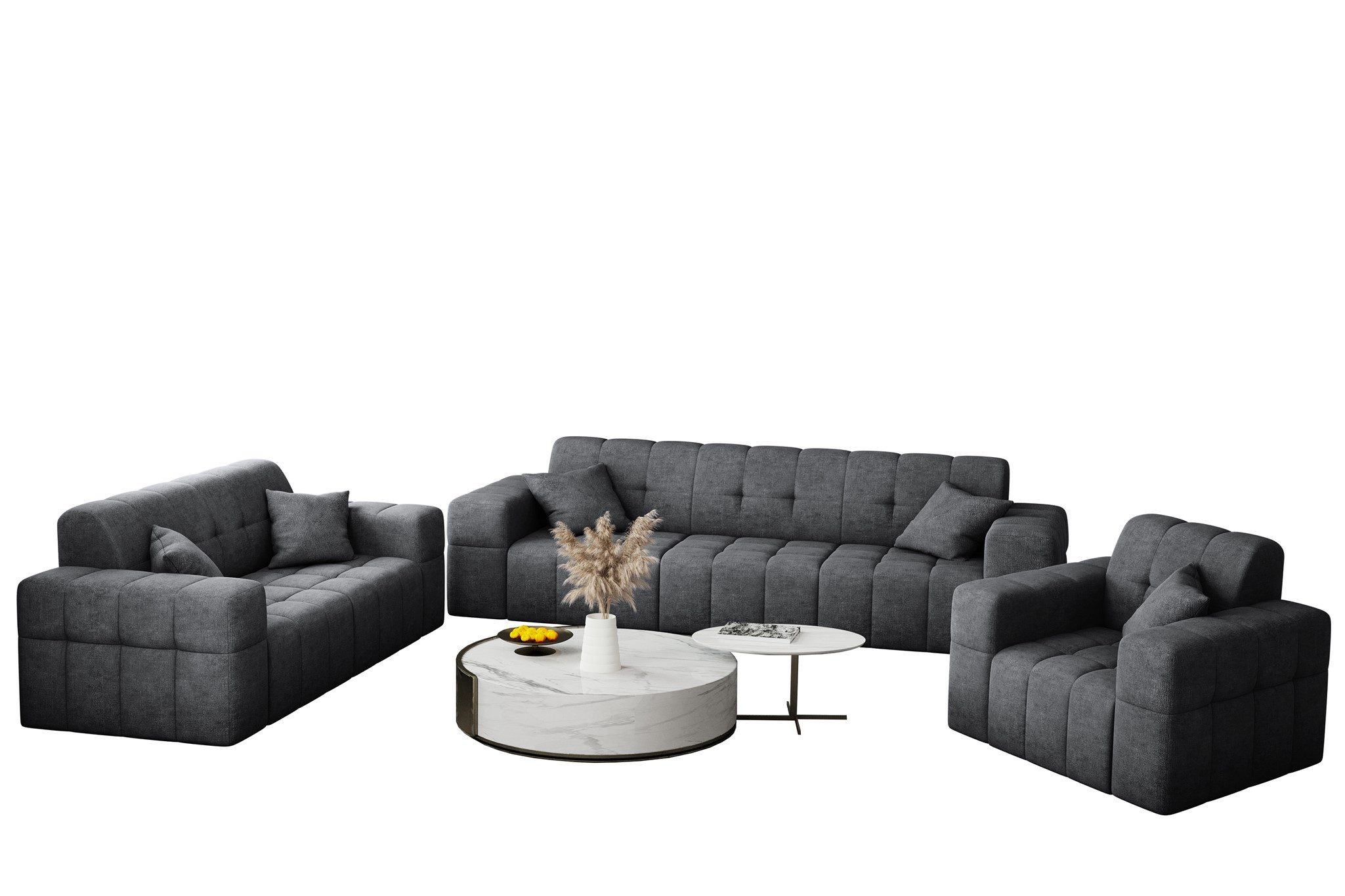 Fun Möbel Polstergarnitur Sofaset Designersofa NANCY 3-2-1, (Set, inkl. 5 Z günstig online kaufen