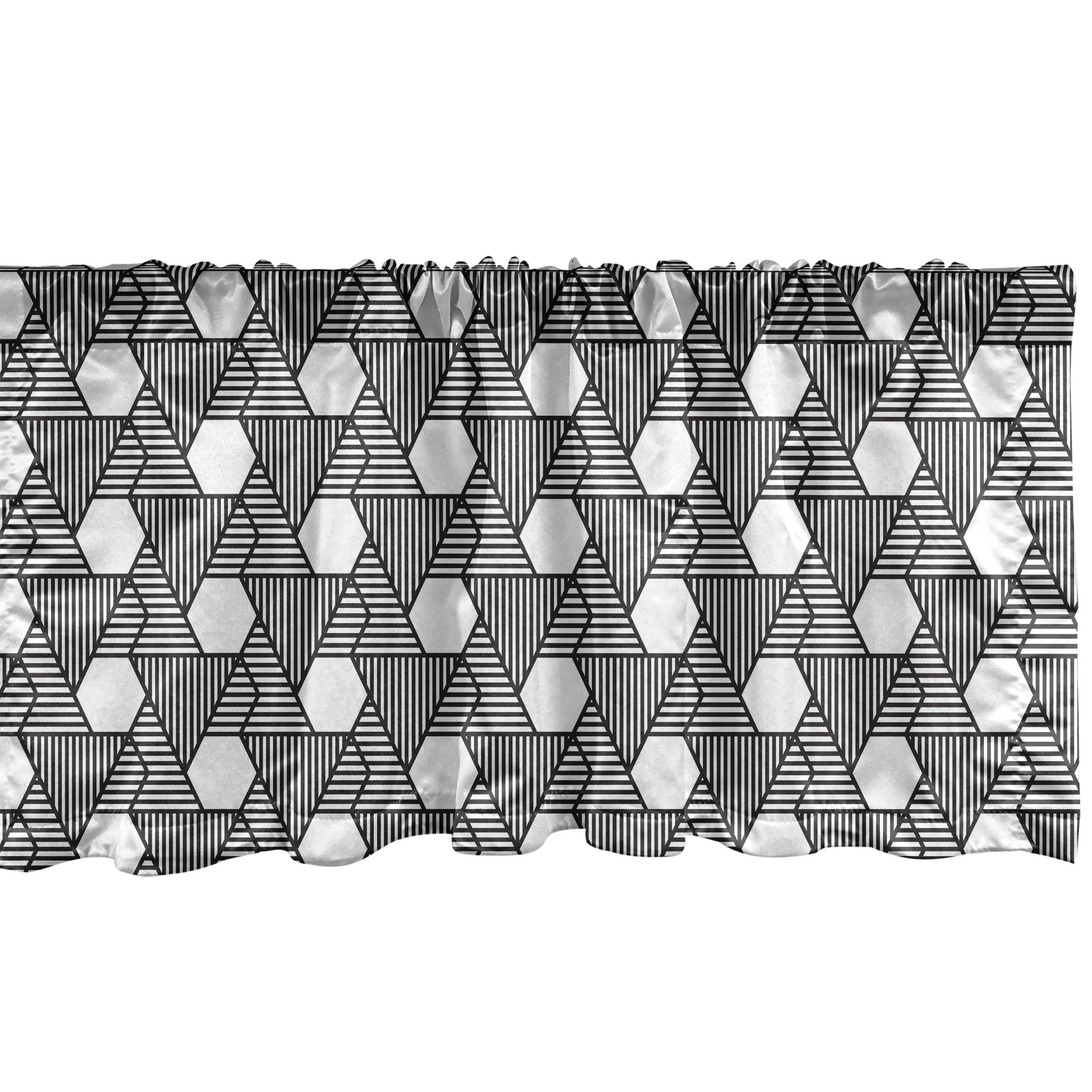 Scheibengardine Vorhang Volant für Küche Schlafzimmer Dekor mit Stangentasche, Abakuhaus, Microfaser, Art Deco Triangles und Hexagone Kunst