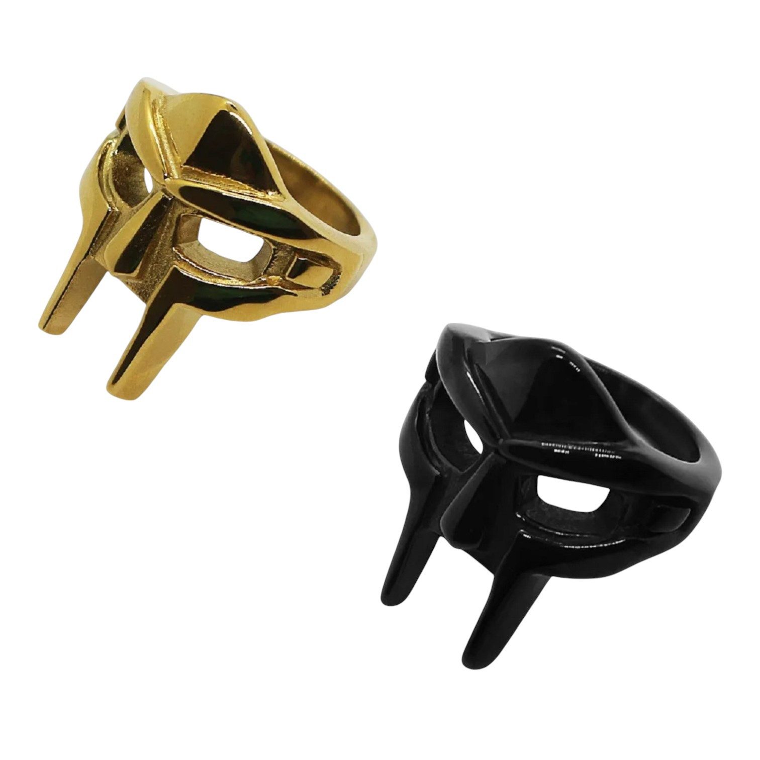 Eyecatcher Fingerring MF DOOM Edelstahl Ring Gladiator Hip Hop Ring Gold, Schwarz Rapper, MF DOOM Ring, Gladiator