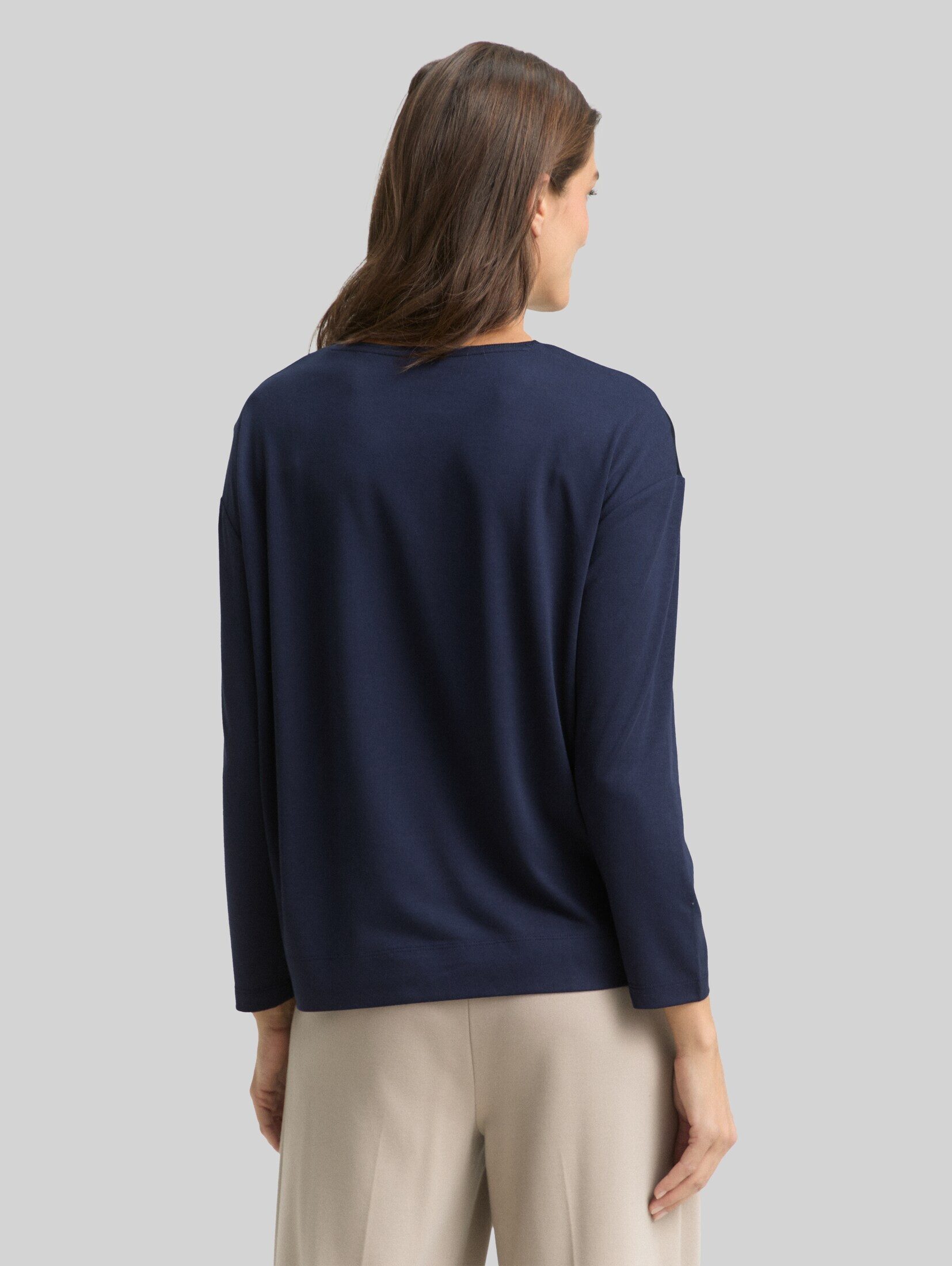TOM TAILOR Langarmshirt T-Shirt Loose Fit Langarmshirt im Material-Mix