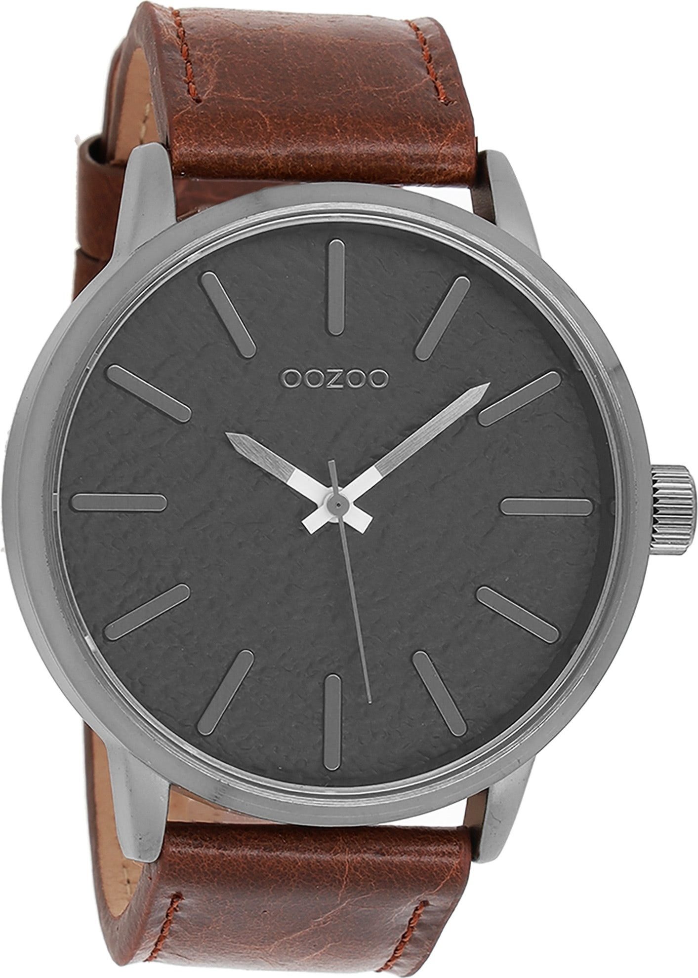 OOZOO Quarzuhr Oozoo Damen Armbanduhr Timepieces Analog, (Analoguhr), Damenuhr rund, extra groß (ca. 48mm) Lederarmband, Casual-Style