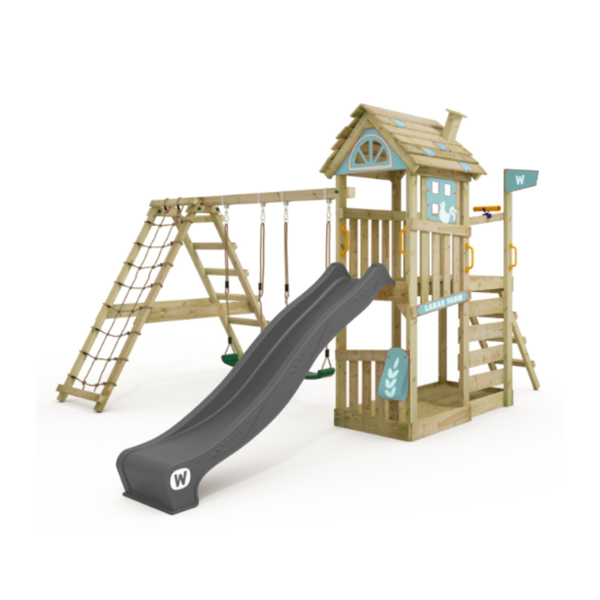 Wickey Spielturm FarmFlyer mit Rutsche, Anbaumodulen & Spielhaus in Bauernhof-Optik, Perfekt für kleine Abenteurer mit 10 Jahren Garantie*