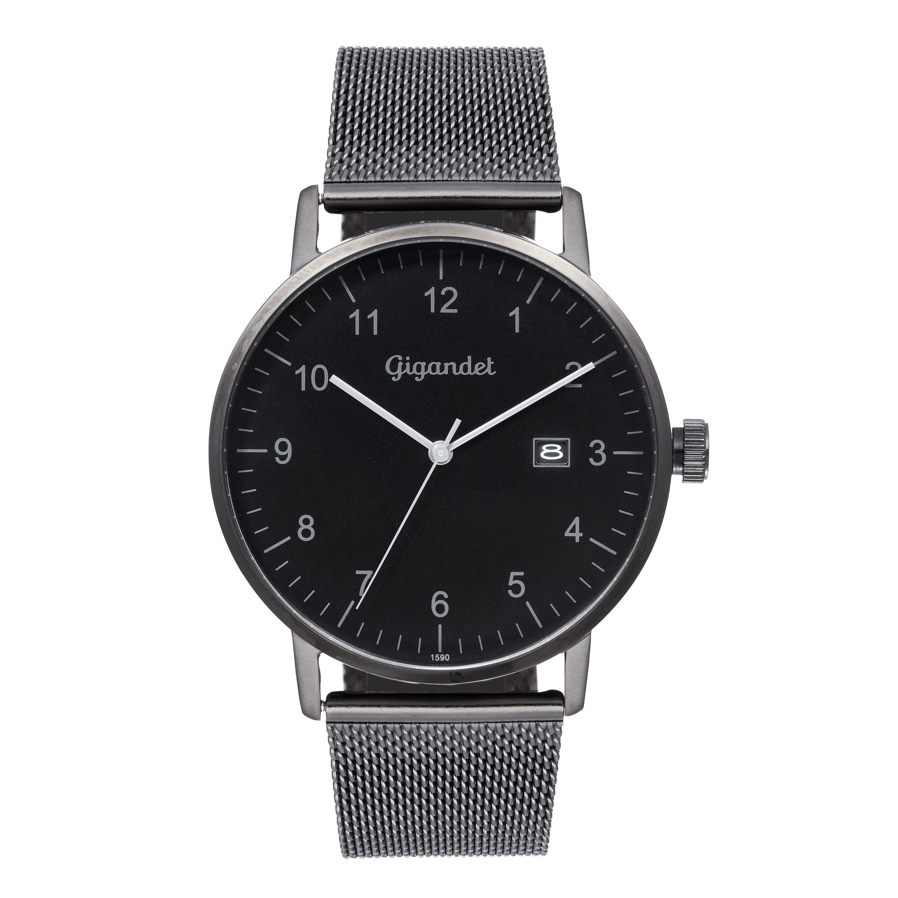 Gigandet Quarzuhr Herrenuhr, Armbanduhr, Businessuhr, 42mm, MINIMALISM G26-007, Mineralglas, Datumsanzeige, Edelstahlband, Flach, 3bar/30m wasserdicht