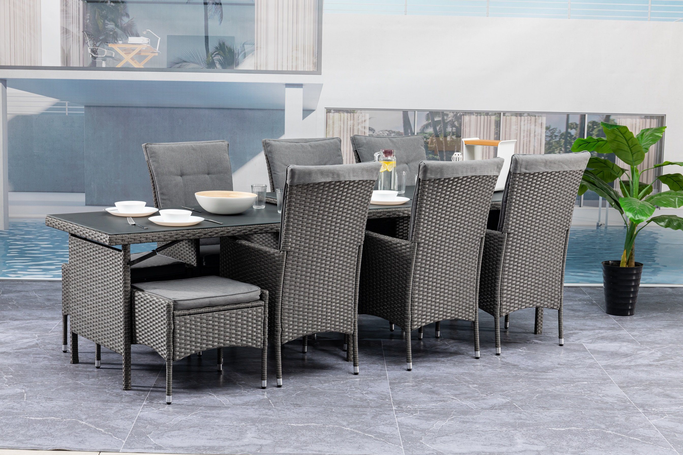 Gardissimo GartenEssgruppe XXL Polyrattan Dining Gartenmöbelgruppe