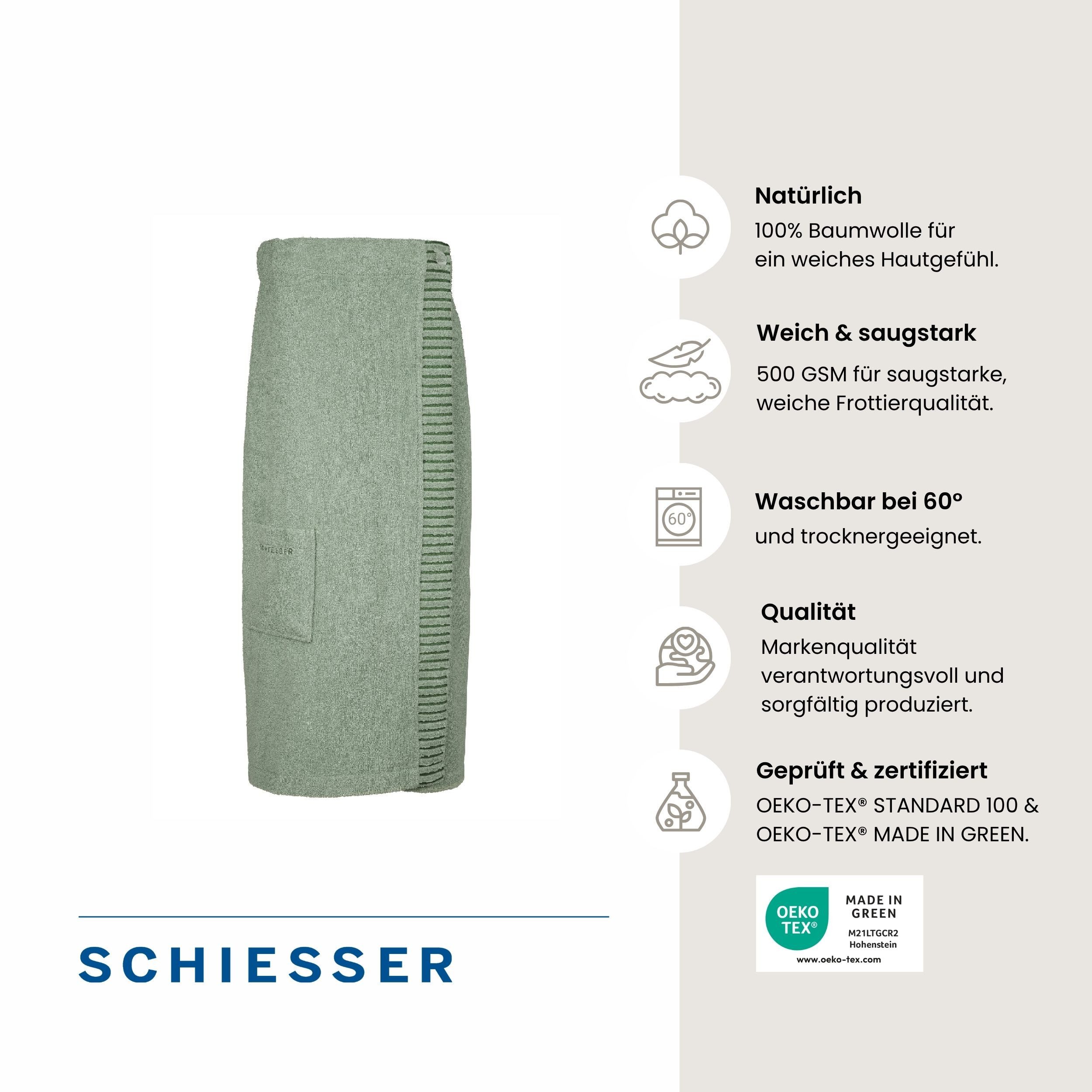 Schiesser Kilt Rom aus weicher Baumwolle, saugstark und 3-fach weitenverstellbar, Kurzform, Frottier, Knöpfe, OEKO-TEX® MADE IN GREEN – Bild 2 von 5