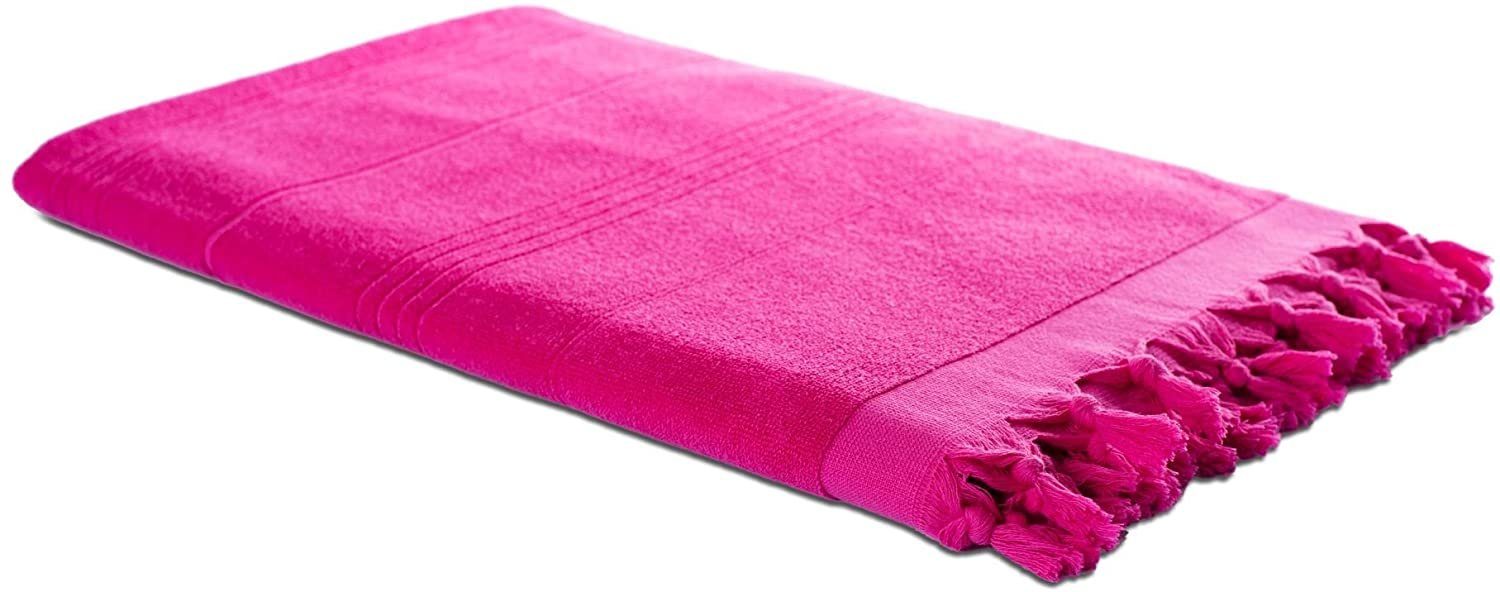 Saunahandtuch Yogatuch Zweiseitiges Hamamtuch 2in1 pink 90x190 Campingtuch Fouta Hamam Strandtuch Badetuch, Carenesse cm Badetuch 100% Baumwolle, Pestemal Handtuch